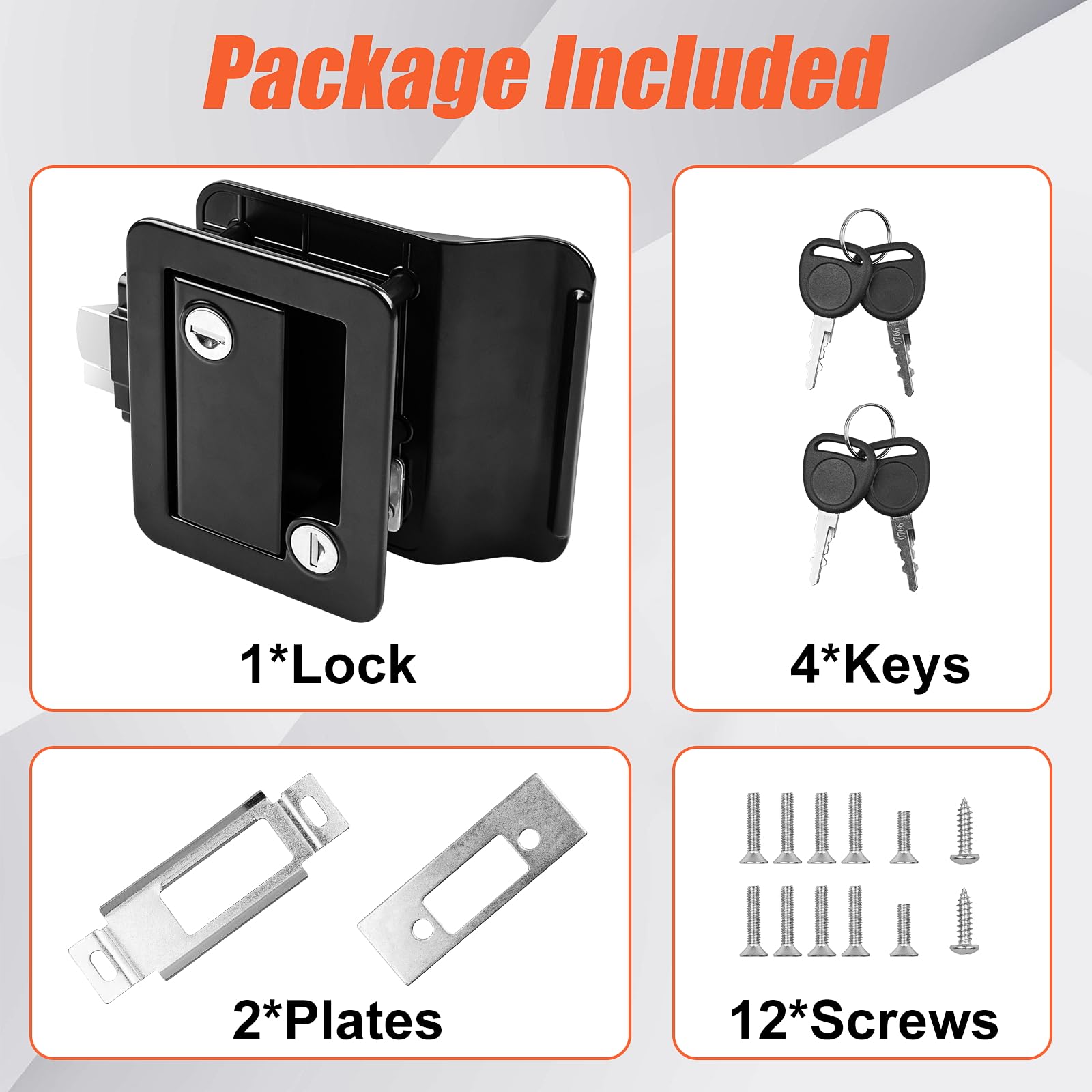 Siasky Black RV Door Lock Replacement - Upgraded Zinc Alloy Latch with 4 Keys, 6.22"x2.32"x4.26" for Trailers and Cargo Haulers