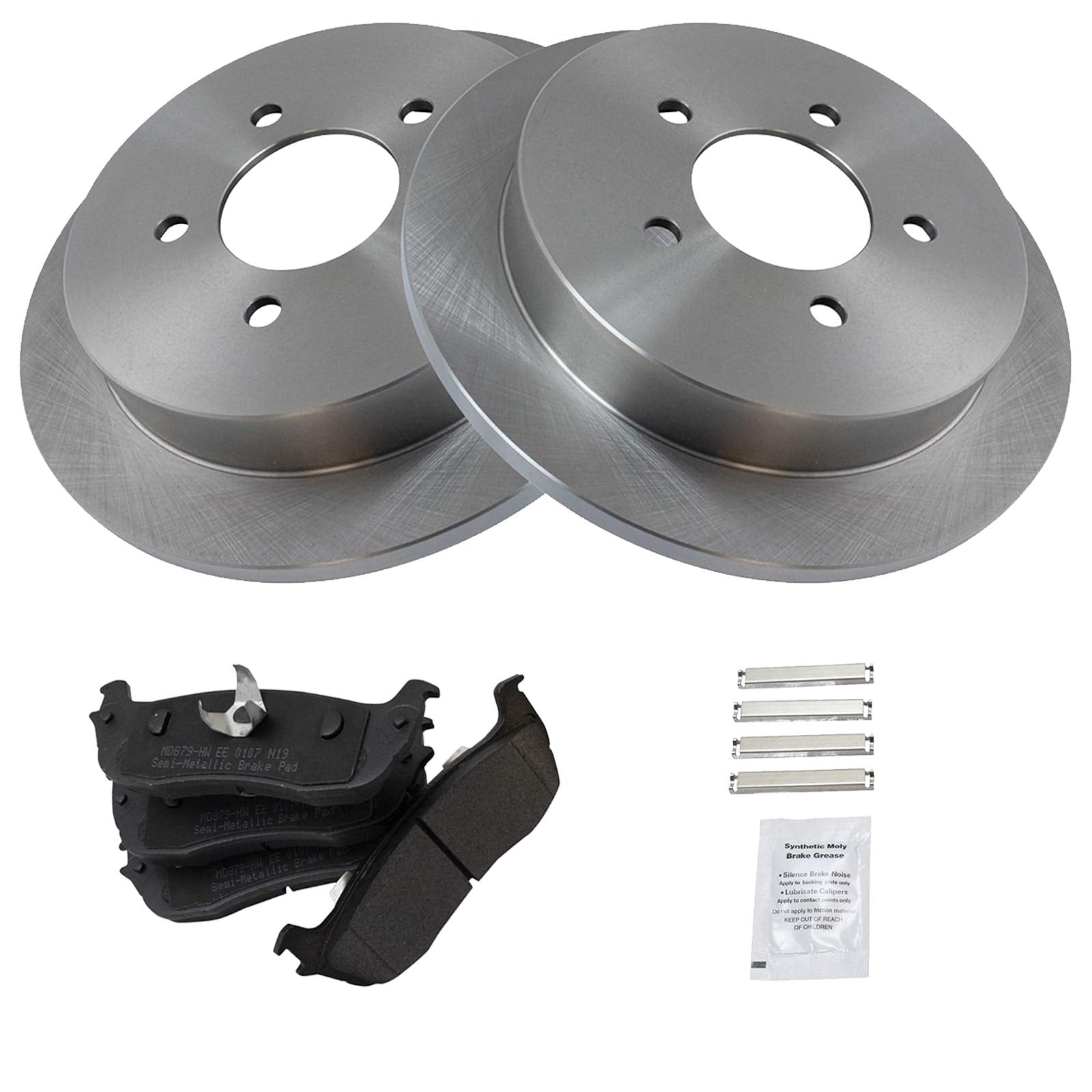 Trq Rear Brake Pad & Rotor Kit Brake Pads Brake Rotor Semi-Metallic Compatible With 1997-2002 Ford Expedition 1997-2003 F-150 20