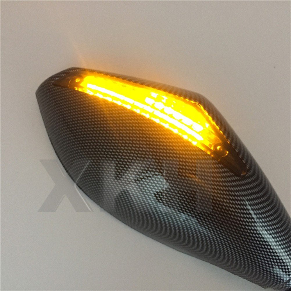 XKH Carbon Fiber Turn Signal Mirrors for Suzuki GSXR 600/750/1000/Hayabusa, Smoke Lens, Adult Size, Glass Material