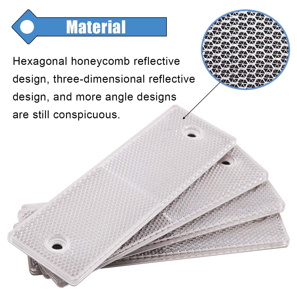 Smseace 15Pack White Safety Reflectors Self Adhesive Trailer Reflectors,Car Reflector,Reflectors For Driveway Used For Truck,Rvs