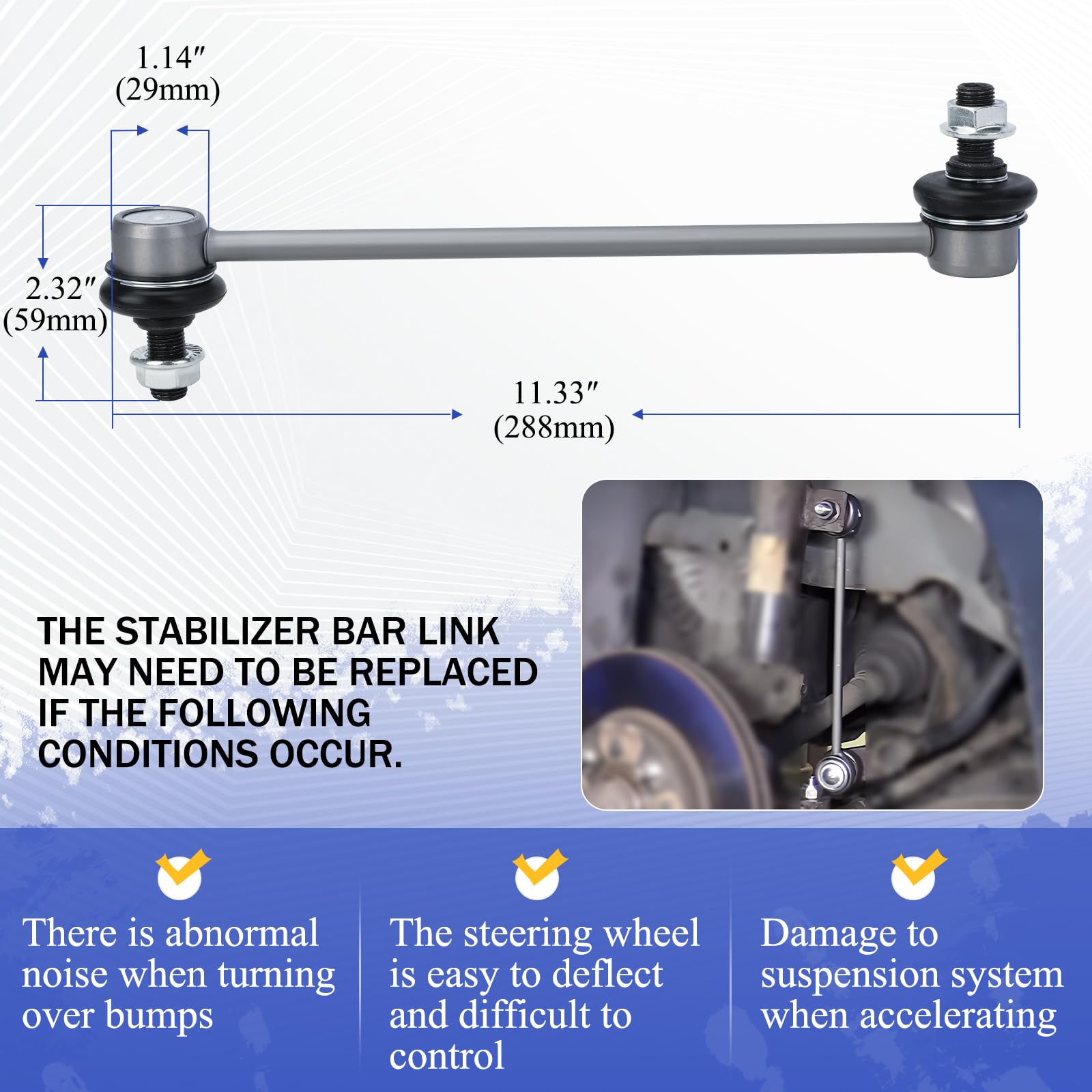 K750913 Zinc-Nickel Alloy Front Stabilizer Sway Bar End Link For 2018-2020 Toyota Camry 2019-2020 Toyota Avalon 2019-2020 Lexus