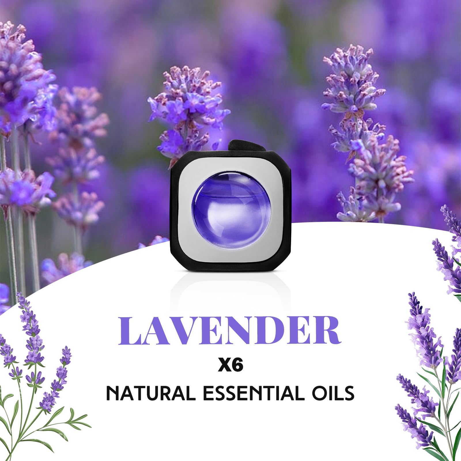 SCENTORINI Car Air Freshener Vent Clips, Lavender Scent, Car Fresheners Long Lasting, 6 Pack Up to 180 Days, for Odor Eliminator