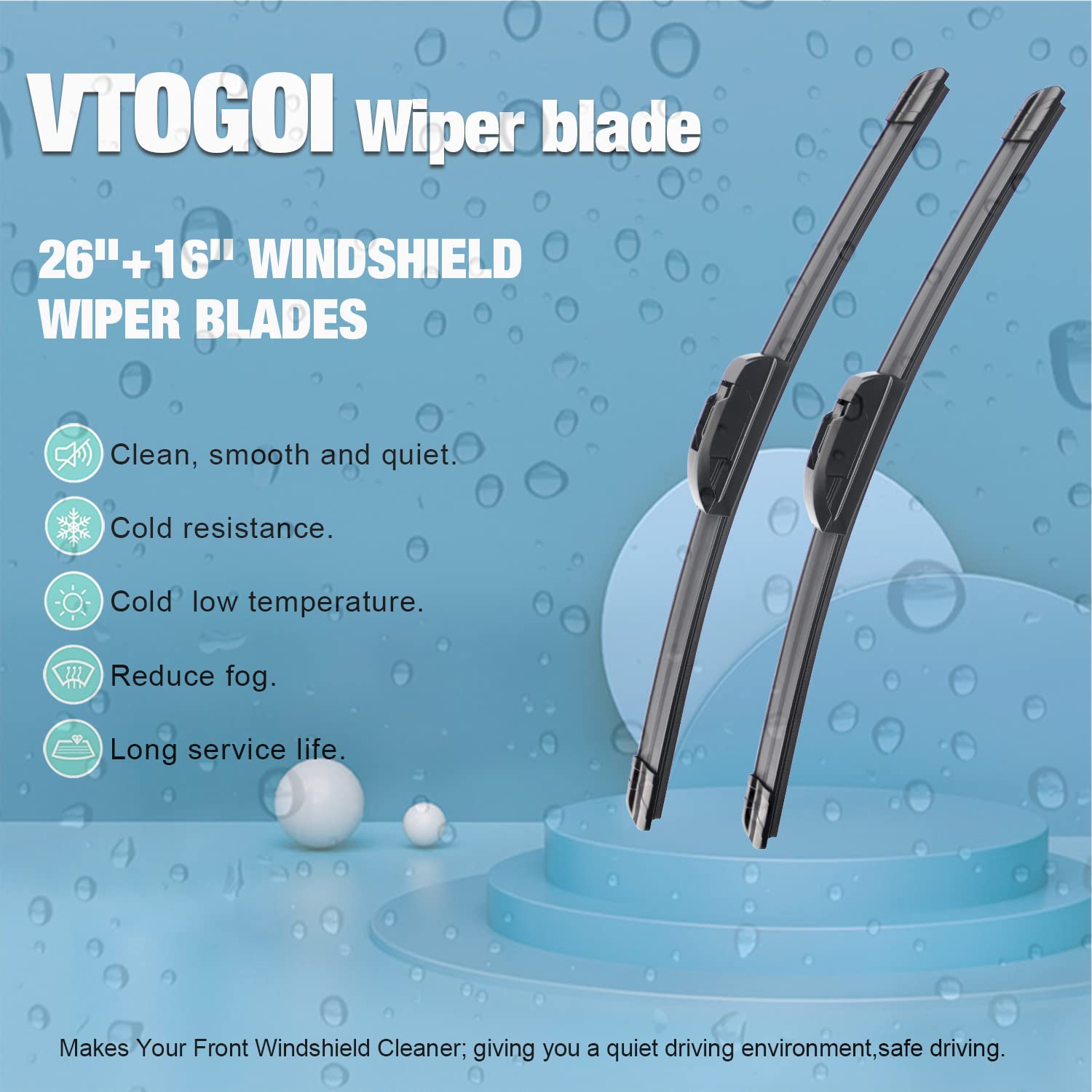 Vtogoi Wiper Blades With Rear Wiper Blades Set For 2017-2022 Kia Niro,Automotive Replacement Windshield Wiper Blades, That Meet