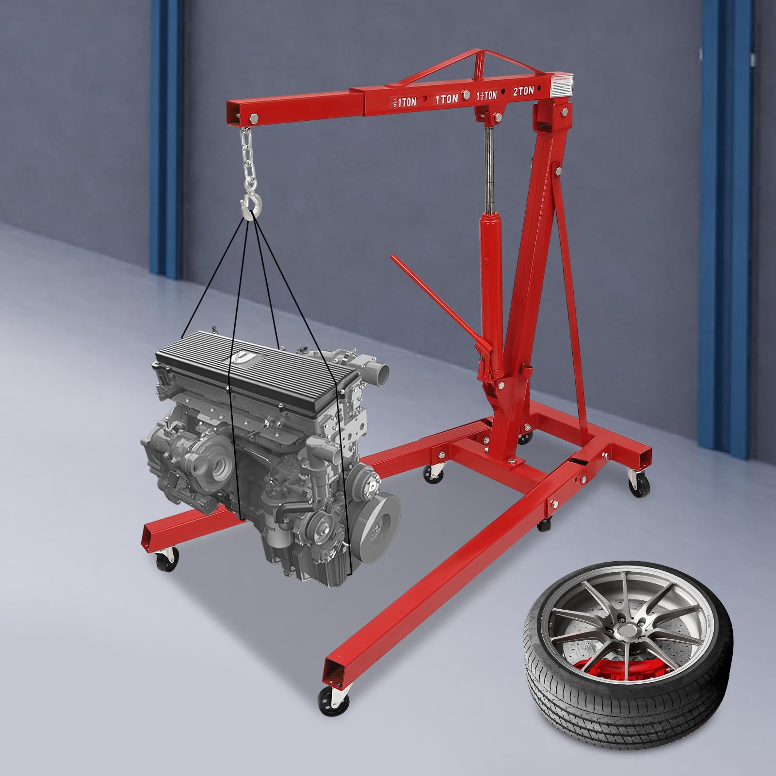 2 Ton Folding Engine Hoist Cherry Picker Shop Crane Hoist Lift,Folding Engine Shop Crane Hoist Lift, Heavy Cherry Picker with 6