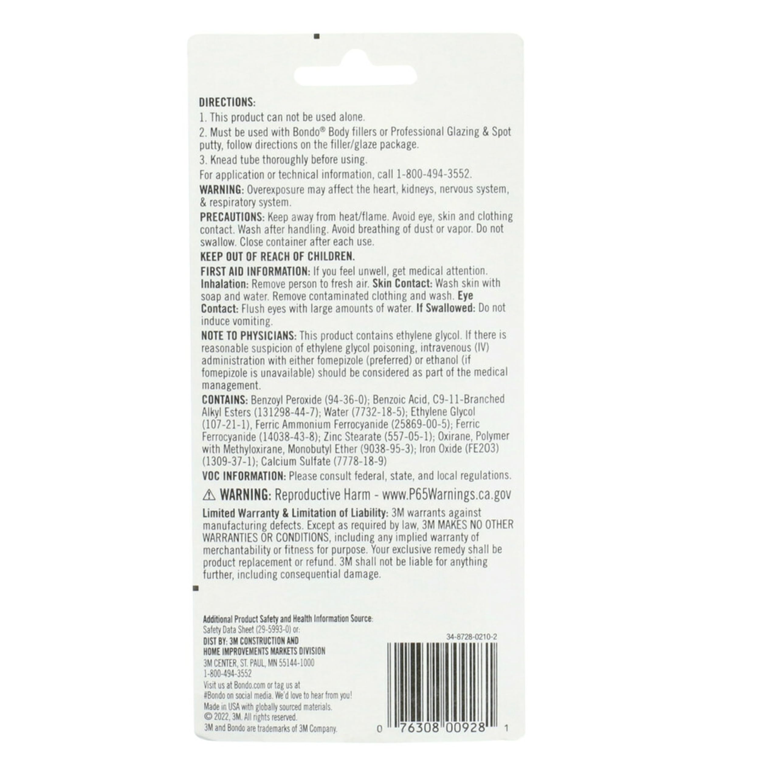 Bondo Cream Hrdnr 2.75Oz(Pack Of 1)