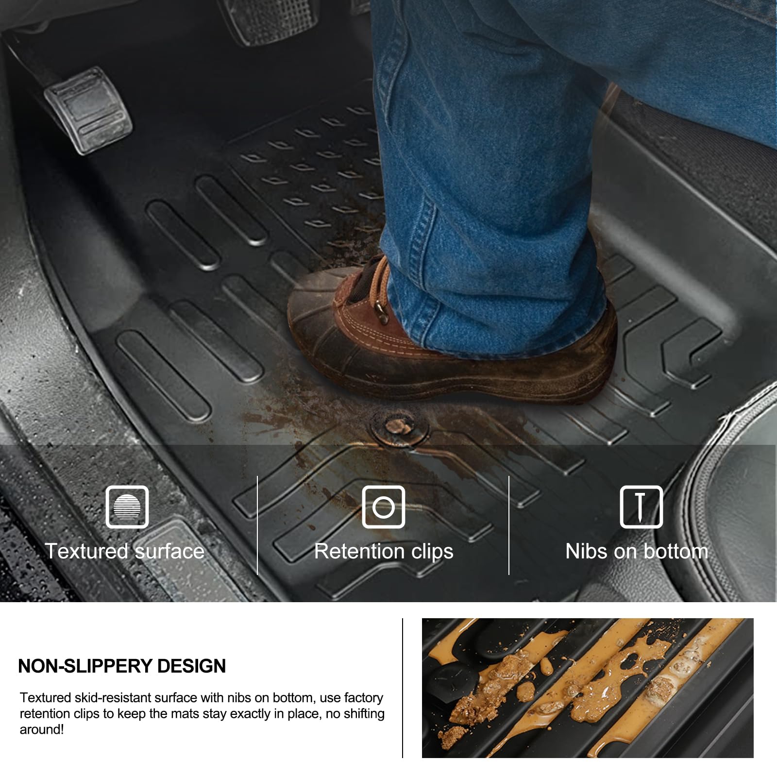 Kiwi Master Floor Mats For 2015-2022 Chevy Colorado Crew Cab/Gmc Canyon Crew Cab All Weather Mat Front Rear 2 Row Seat Tpe Slush