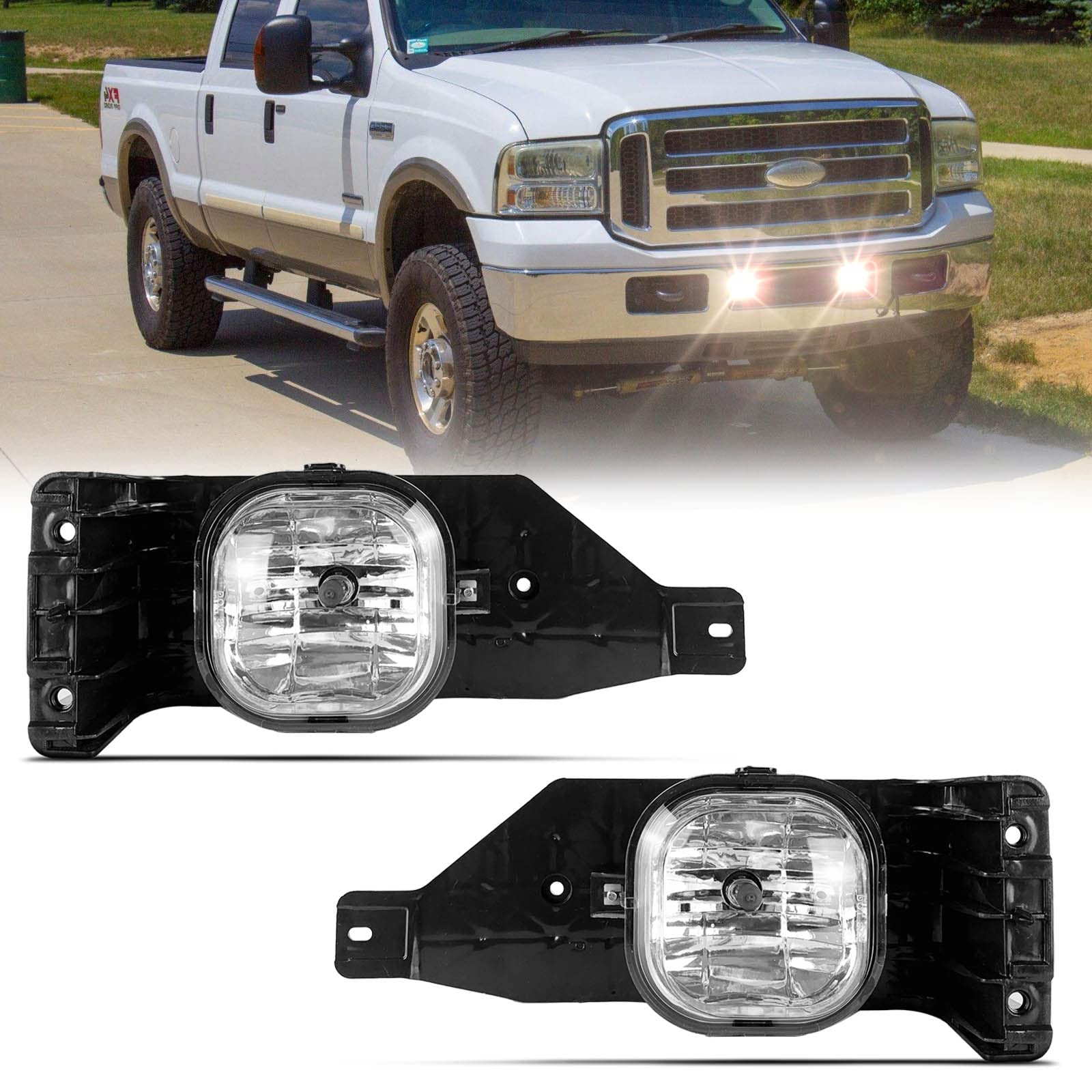 Fog Lights For 2005-2007 Ford F250 F350 F450 F550 Super Duty & 2005 Excursion Driving Fog Lamps Assembly Set L&R Side W/O Switch