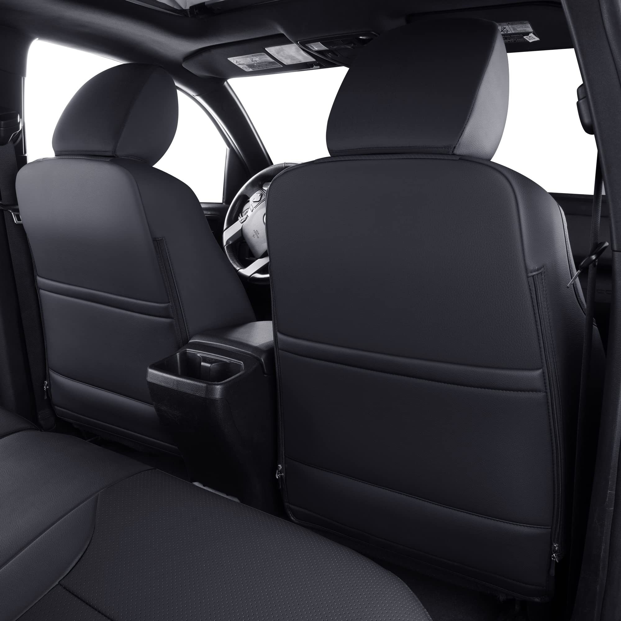Luckyman Club Tacoma Custom Fit Seat Covers For 2016-2023 Tacoma Crew Cab With Faux Leather (Black & Red)