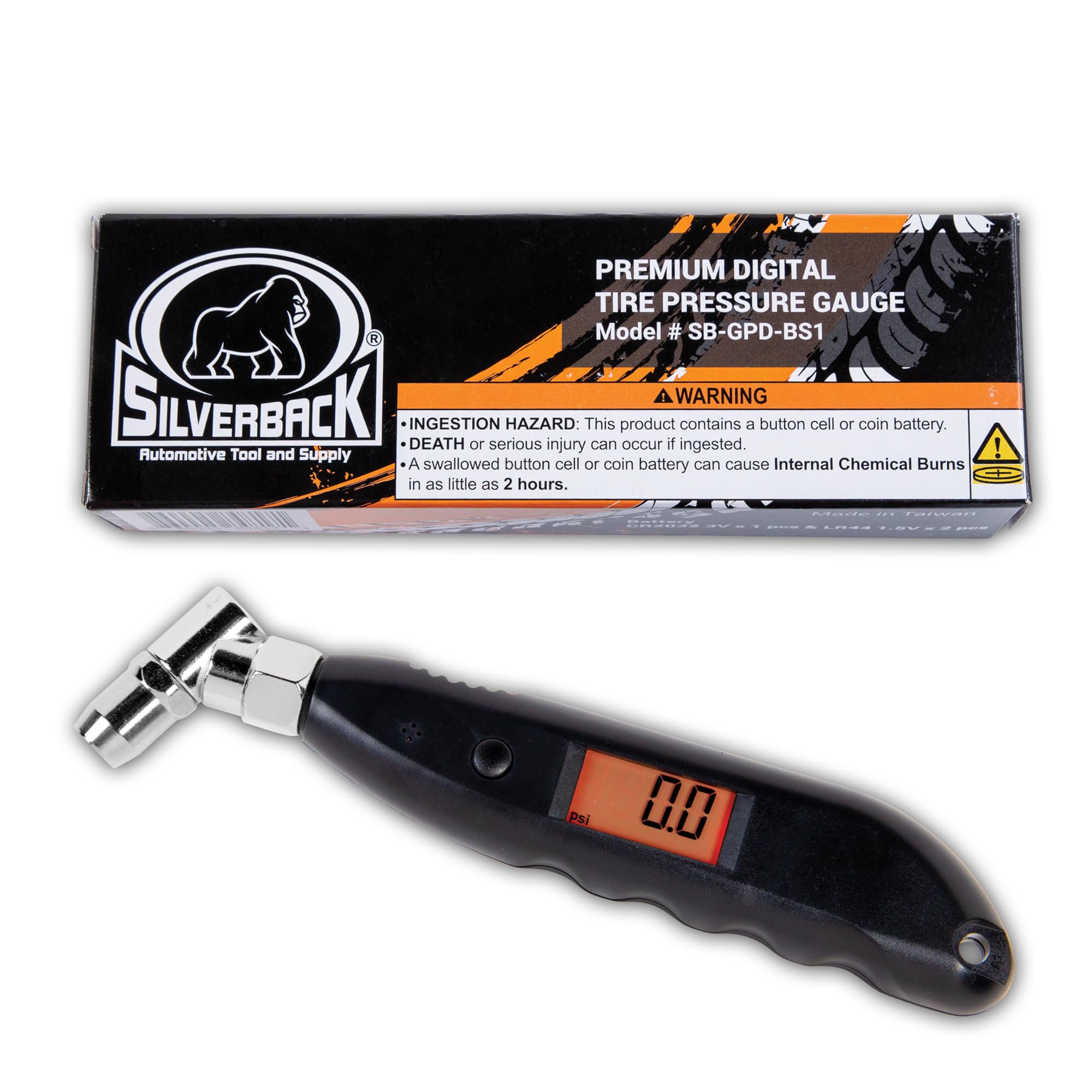 Silverback Digital Tire Pressure Gauge, 0-150 PSI. Tire Pressure Gauge for Car, Truck, Motorcycle, RV's, ATV's, Dirt Bikes, Lawn