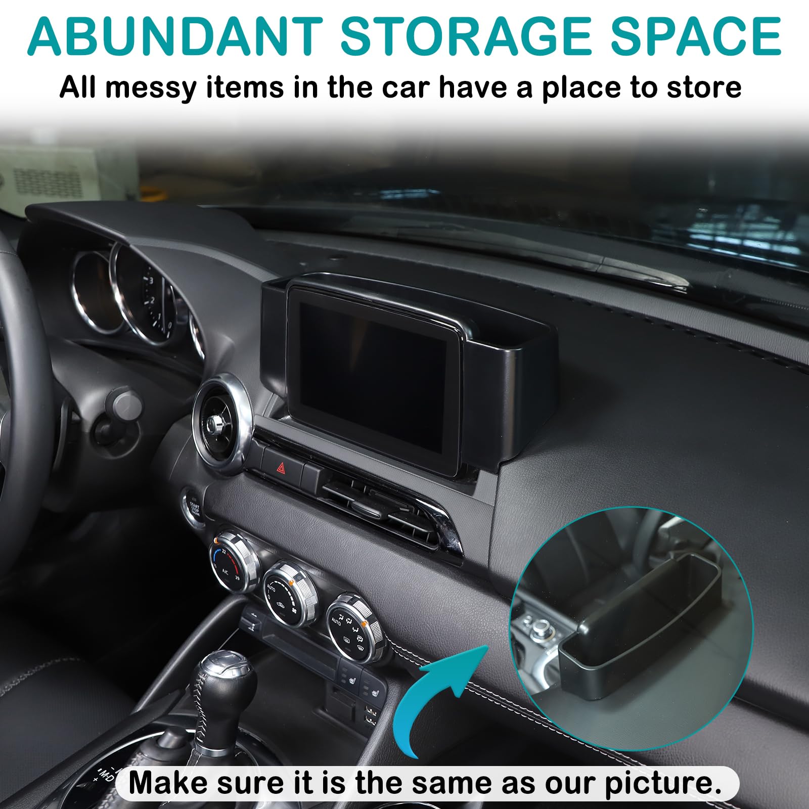 Hudiriy ABS Center Console Storage Box for Mazda MX-5 ND 2015-2023, Rear Insert Organizer, Model CC-20