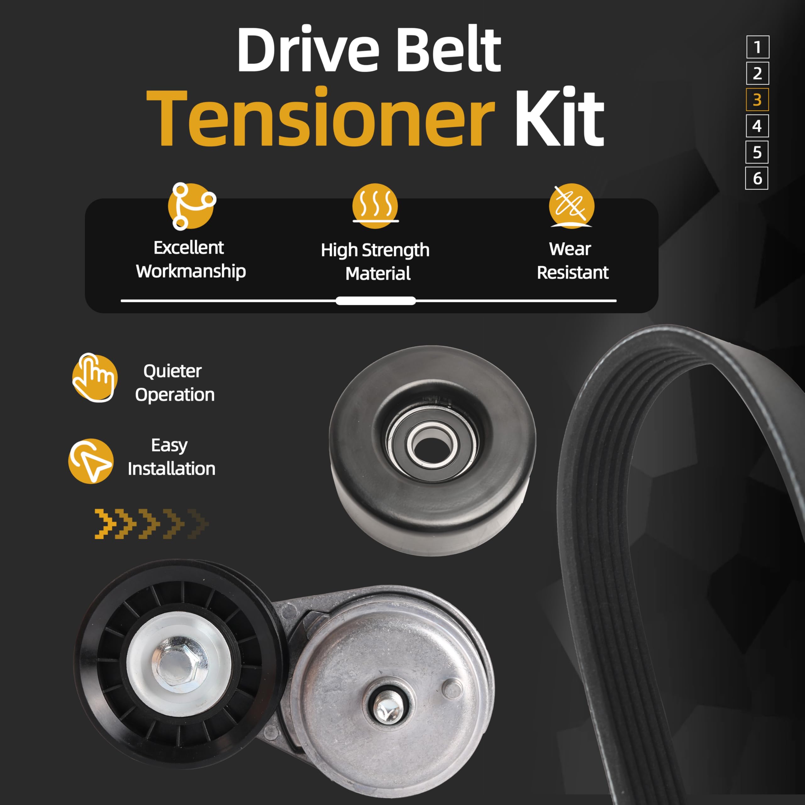 38103 Serpentine Belt Drive Component Kit, for Chevy C1500 C2500 C3500 K1500 K2500 K3500 1996-1999 (4.3L/5.0L/5.7L), Drive Belt