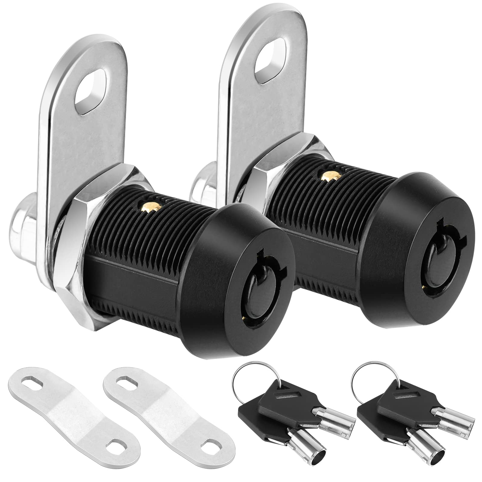 Pteromy 2 Pack Cabinet Lock With Keys, 7/8'' Heavy Duty Tubular Cam Lock For Rv Compartment Storage Locks, Full Set Of Rv Cam Lo