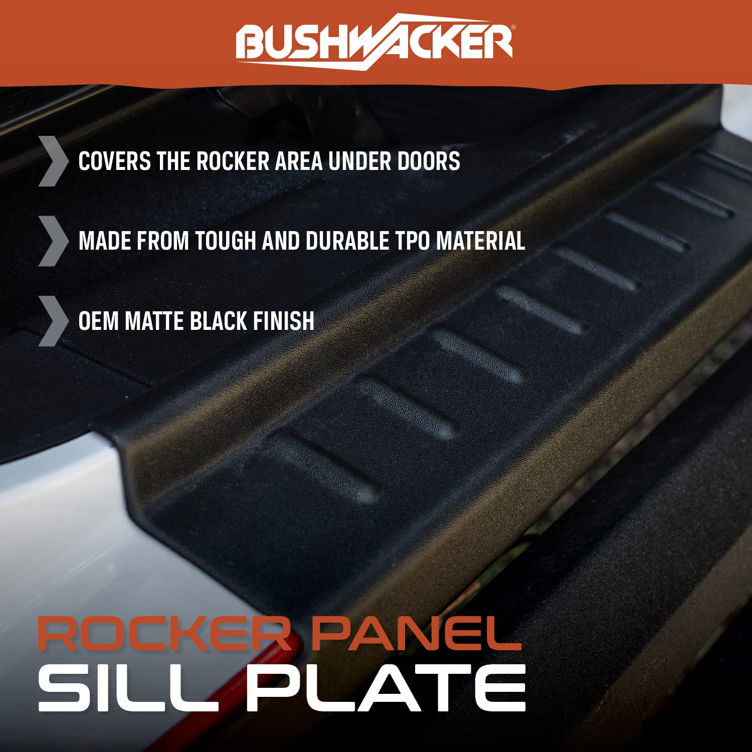 Bushwacker Trail Armor Side Rocker | 4-Piece Set, Black, Textured Finish | 14064 | Fits 2019-2022 Dodge Ram 1500 Classic; 2009-2