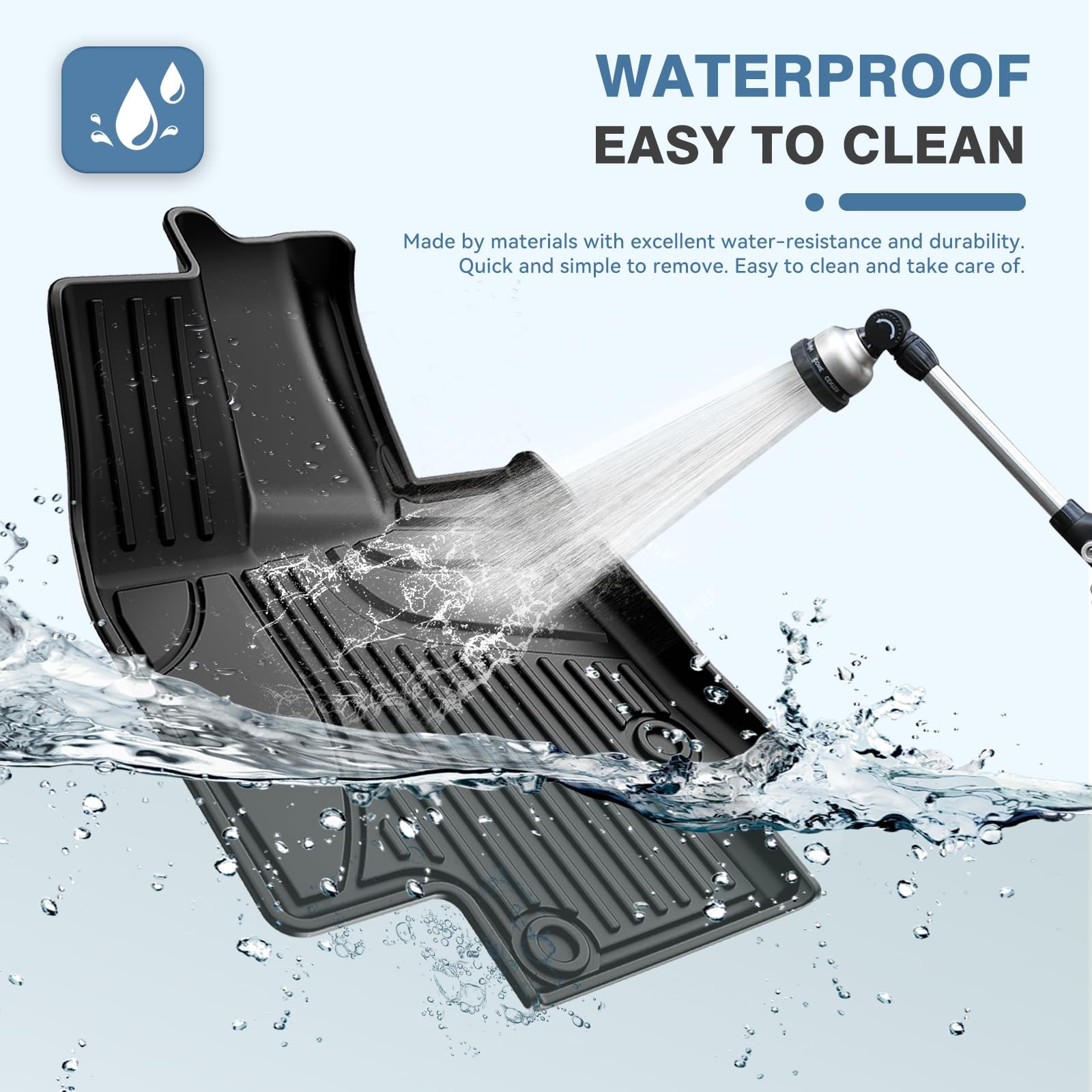 AOMSAZTO Heavy Duty TPE Floor Mats for 2020-2026 Toyota Highlander, 3 Rows, Black, Model FM-TO-012-5, All Weather Protection