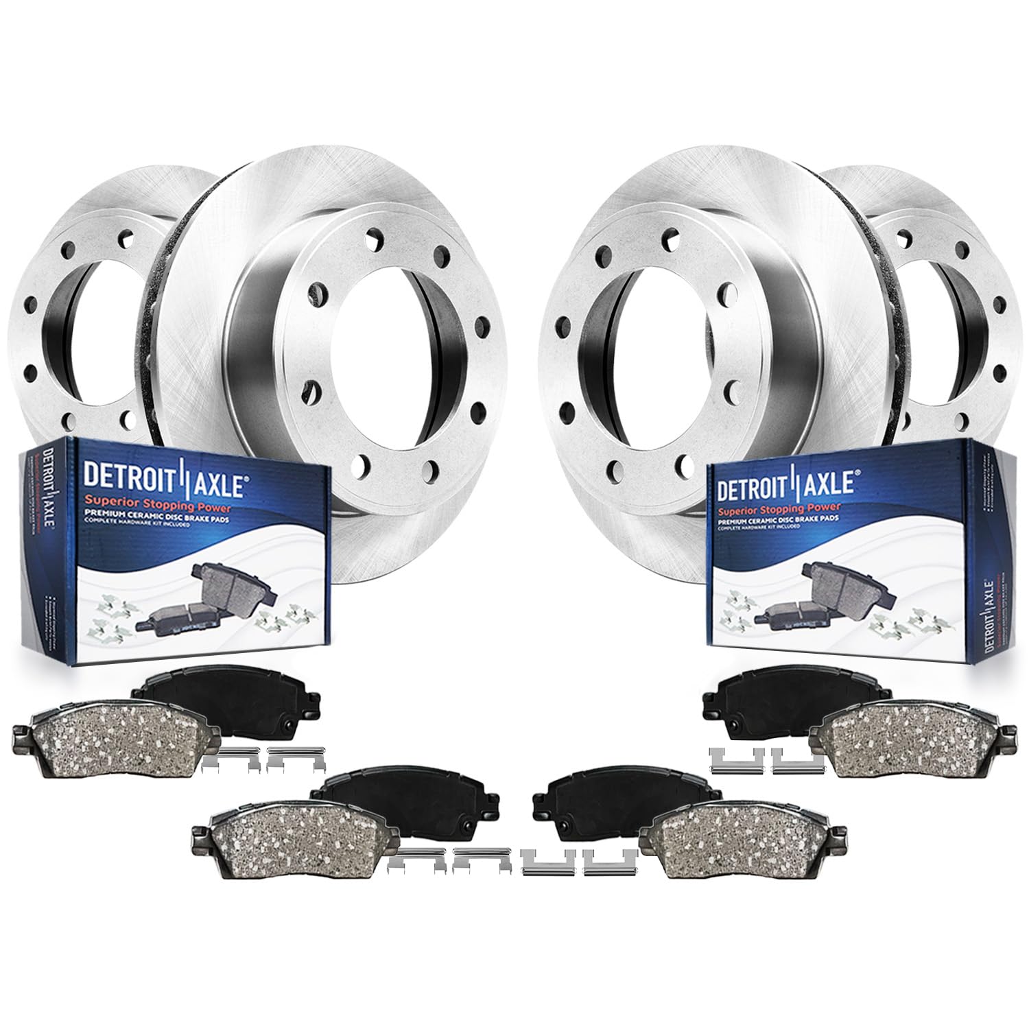 Detroit Axle - Brake Kit for Chevy GMC Silverado Sierra 2500 HD Yukon XL 2500 Hummer H2 [4.63 Inch Diameter Rear Center Hole] Fr
