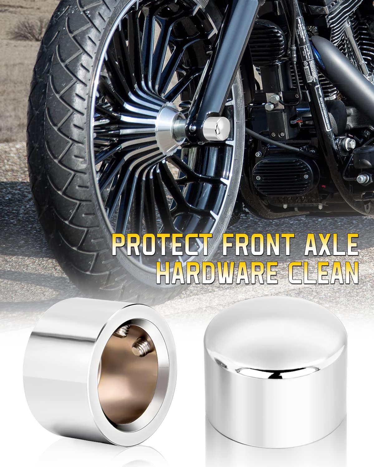 Anonemoto Chrome Front Axle Nut Covers, Front Axle Caps Compatible With Harley Davidson 2002-2024 Vrsc Softail Dyna Super Glide