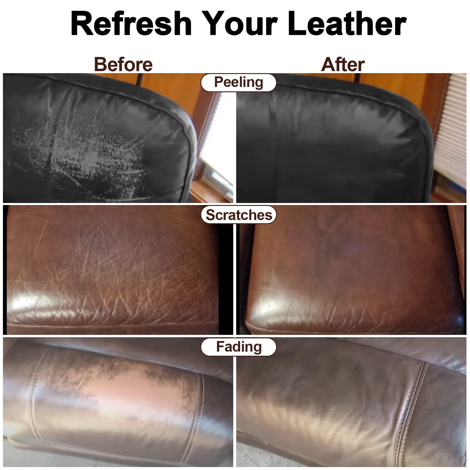 Drtulz Black Leather Recoloring Balm, Leather Color Restorer Conditioner, Leather Repair Kits For Vinyl Furniture, Sofa, Car Sea