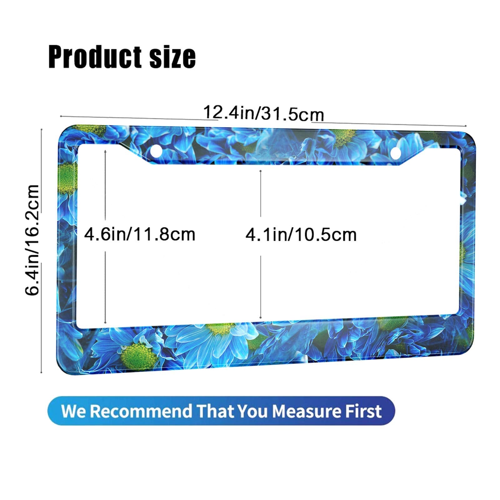 HOSNYE Blue Chrysanthemum License Plate Frame Macro Beautiful Flower Bush Metal License Plate Cover Front Plates Frames Car Tag
