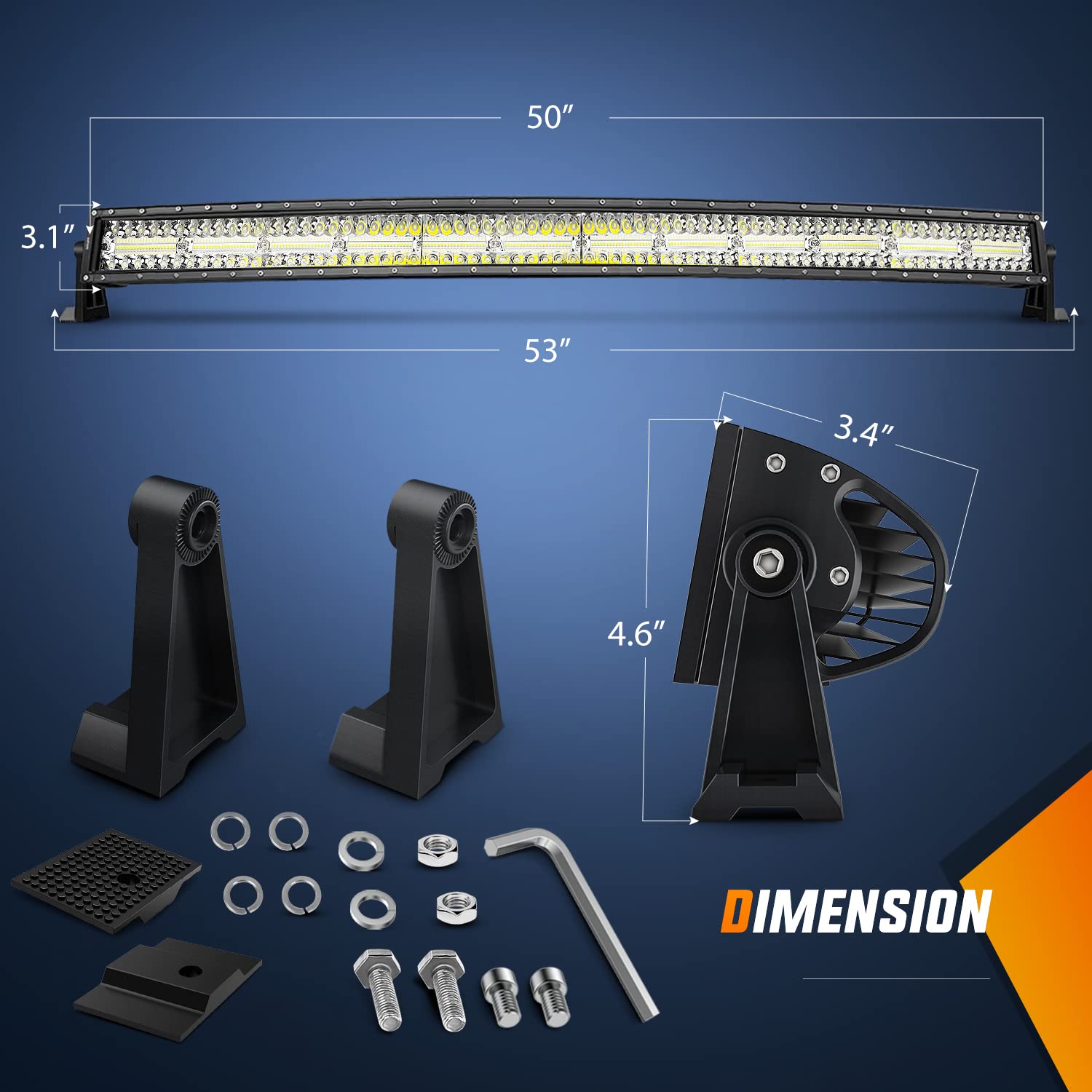 Nilight 50 Inch Led Light Bar Curved Triple Row Spot Flood Combo Work Lights 384 Led Chips High Power Driving Lighting Off Road