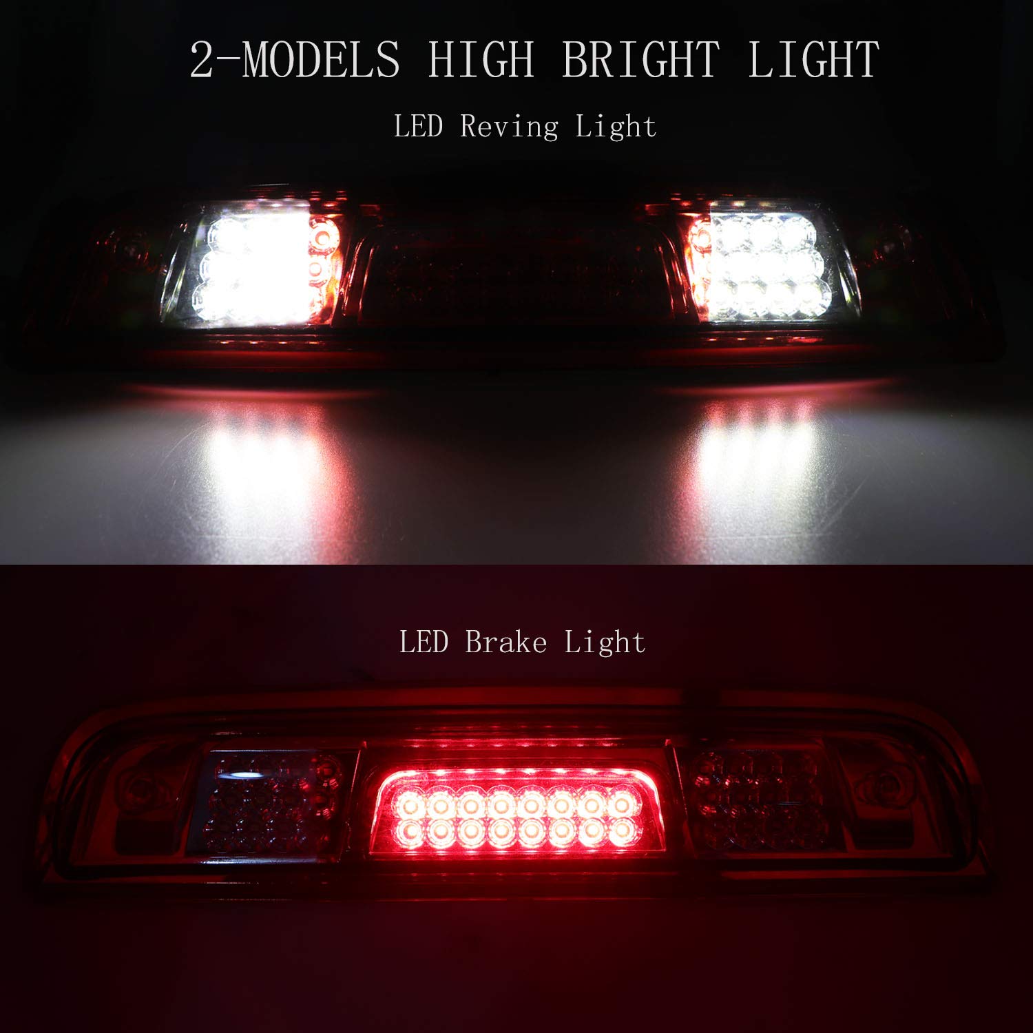 Tresound LED High Mount 3rd Brake Light for 2014-2018 Chevy Silverado/GMC Sierra - Chrome Housing + Red Lens