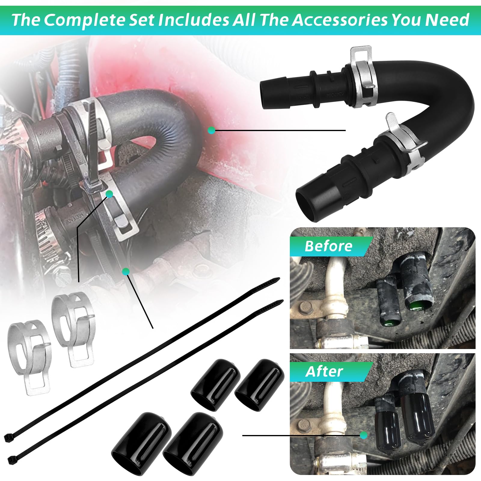Engine Heater Core Bypass Kit with 5/8'' 3/4'' Hose,Compatible with GM Chevy Silverados Tahoes Yukons Honda Civic Ford Jeep,Repl