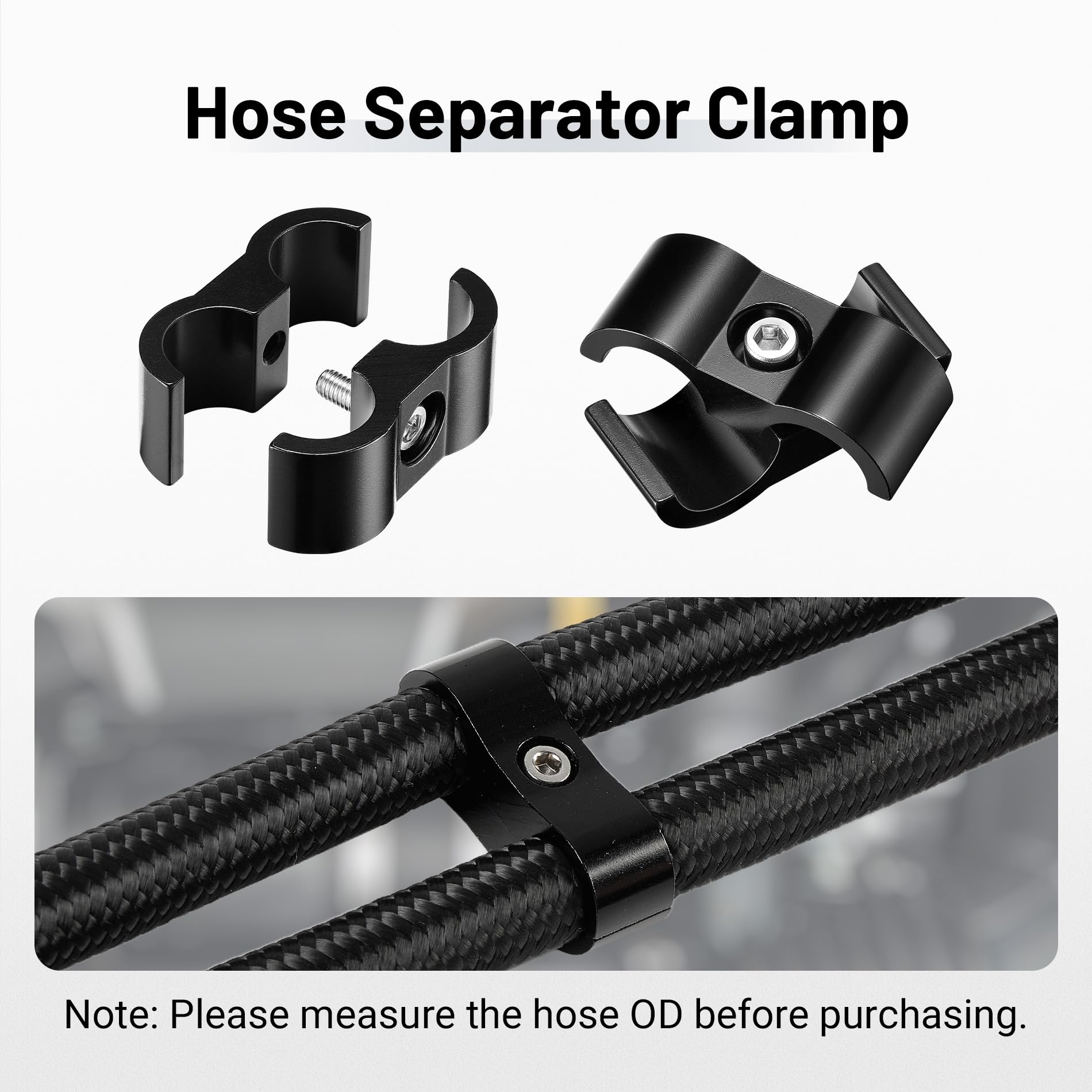 Evil Energy 4An Hose Separator Clamp, An4 Fuel Line Mounting Clamp Aluminum Black 4Pcs