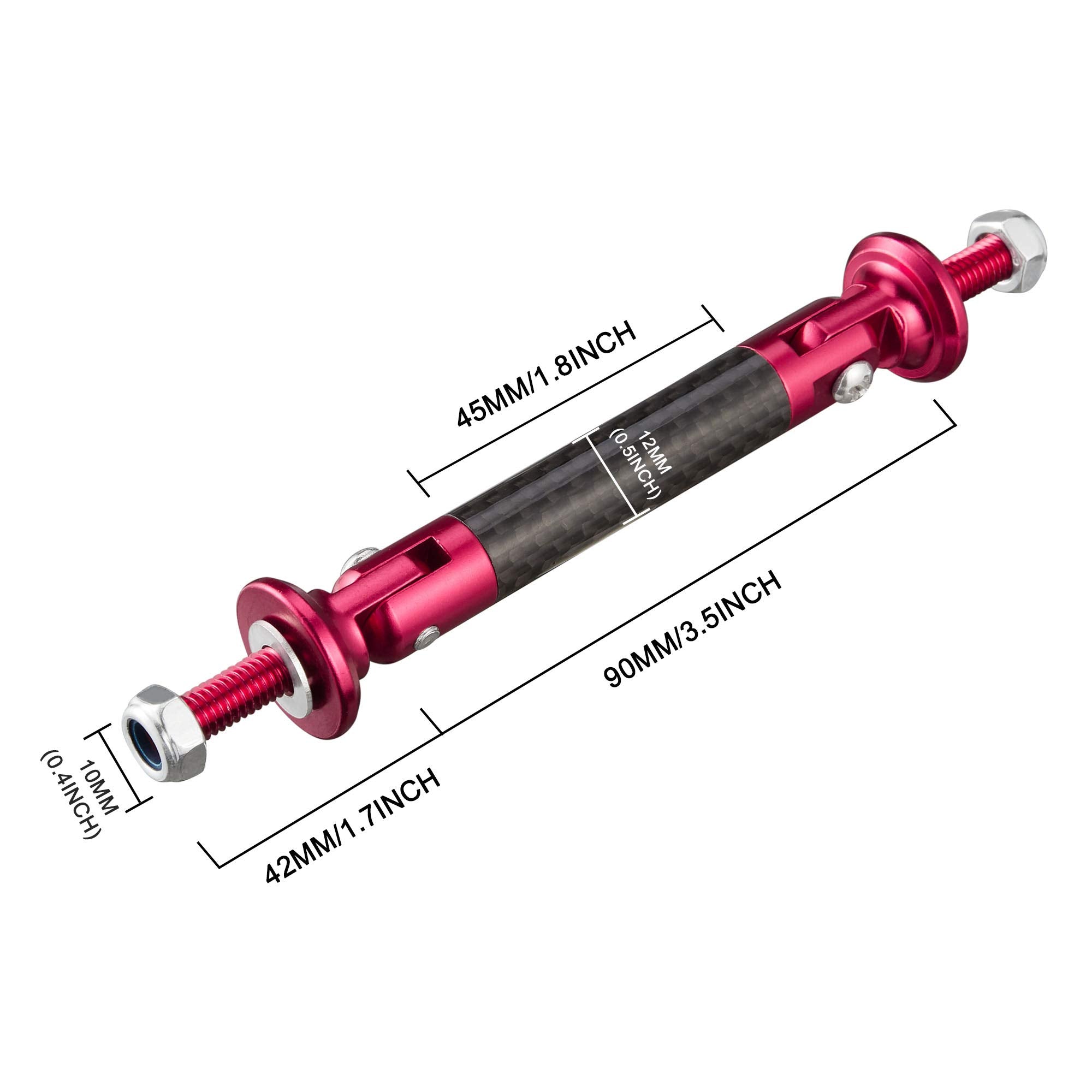 TOMALL 2 Pcs Adjustable 45mm Carbon Fiber Red Bumper Lip Splitter Support Strut Rods