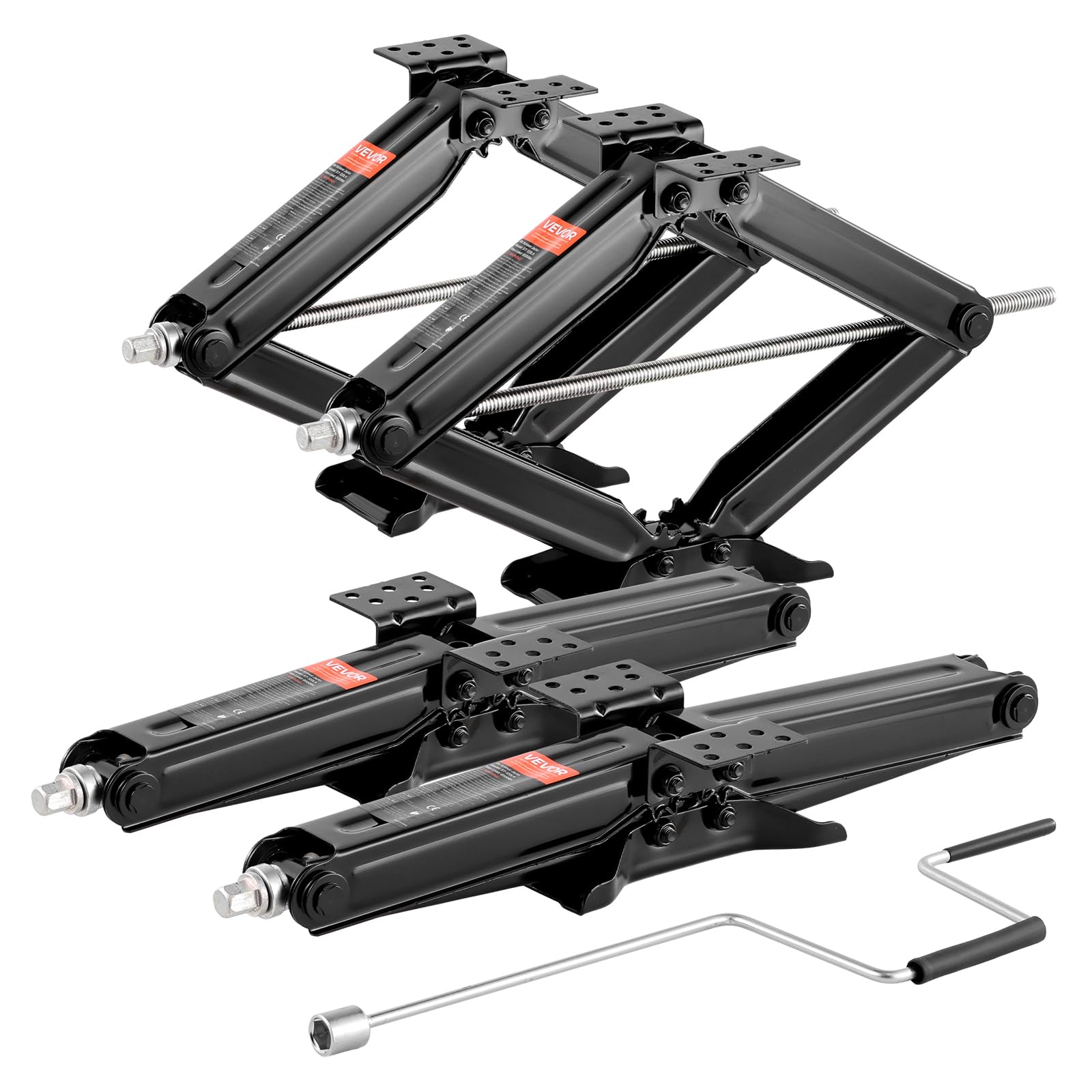 VEVOR 6500 lbs RV Scissor Jacks, 4-23.4 in RV Stabilizer Leveling Scissor Jacks, Set of 4, Heavy Duty Stabilizer Jack with Crank