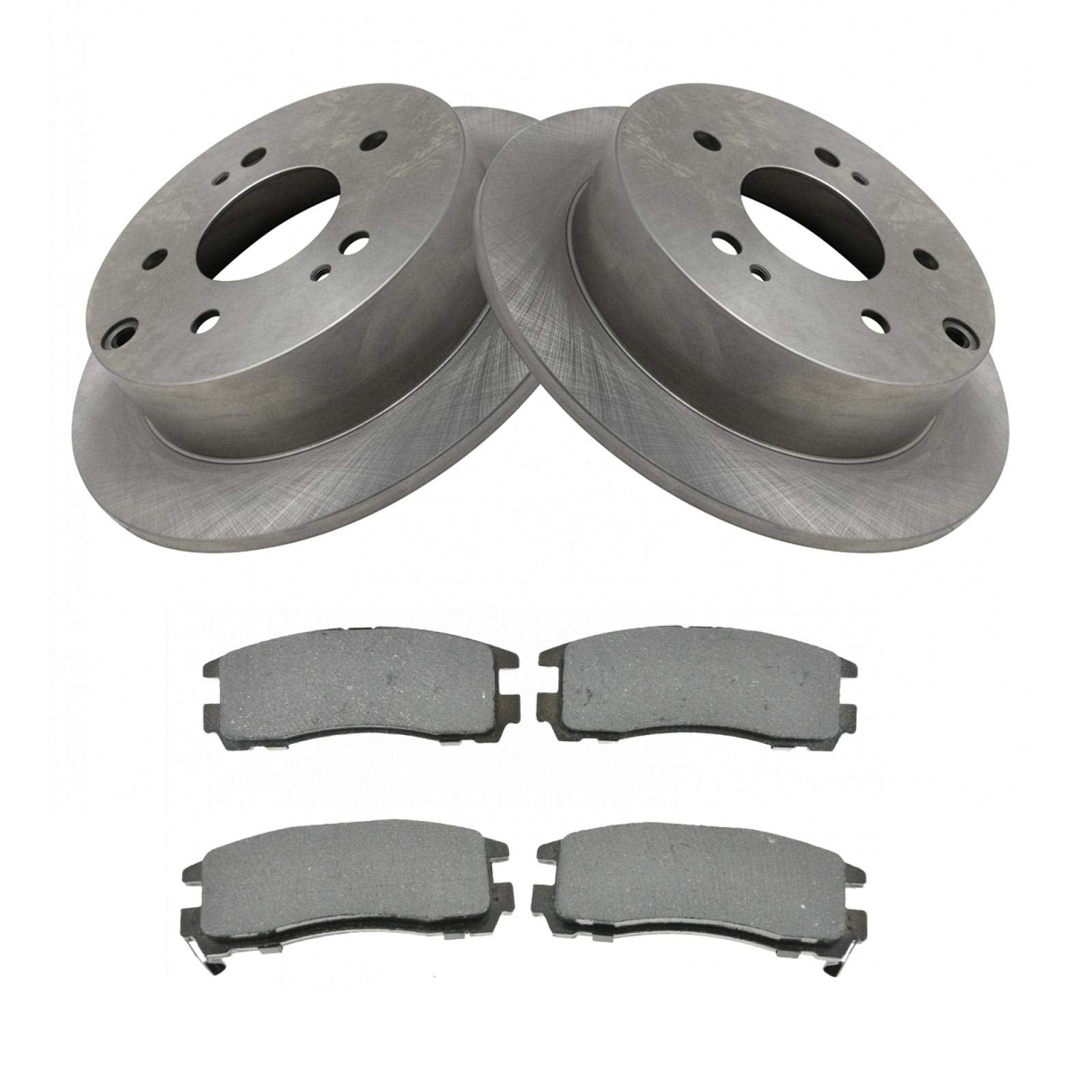 Trq Rear Brake Pad & Rotor Kit Brake Pads Brake Rotor Semi-Metallic Compatible With 2006-2012 Mitsubishi Eclipse 2004-2012 Galan