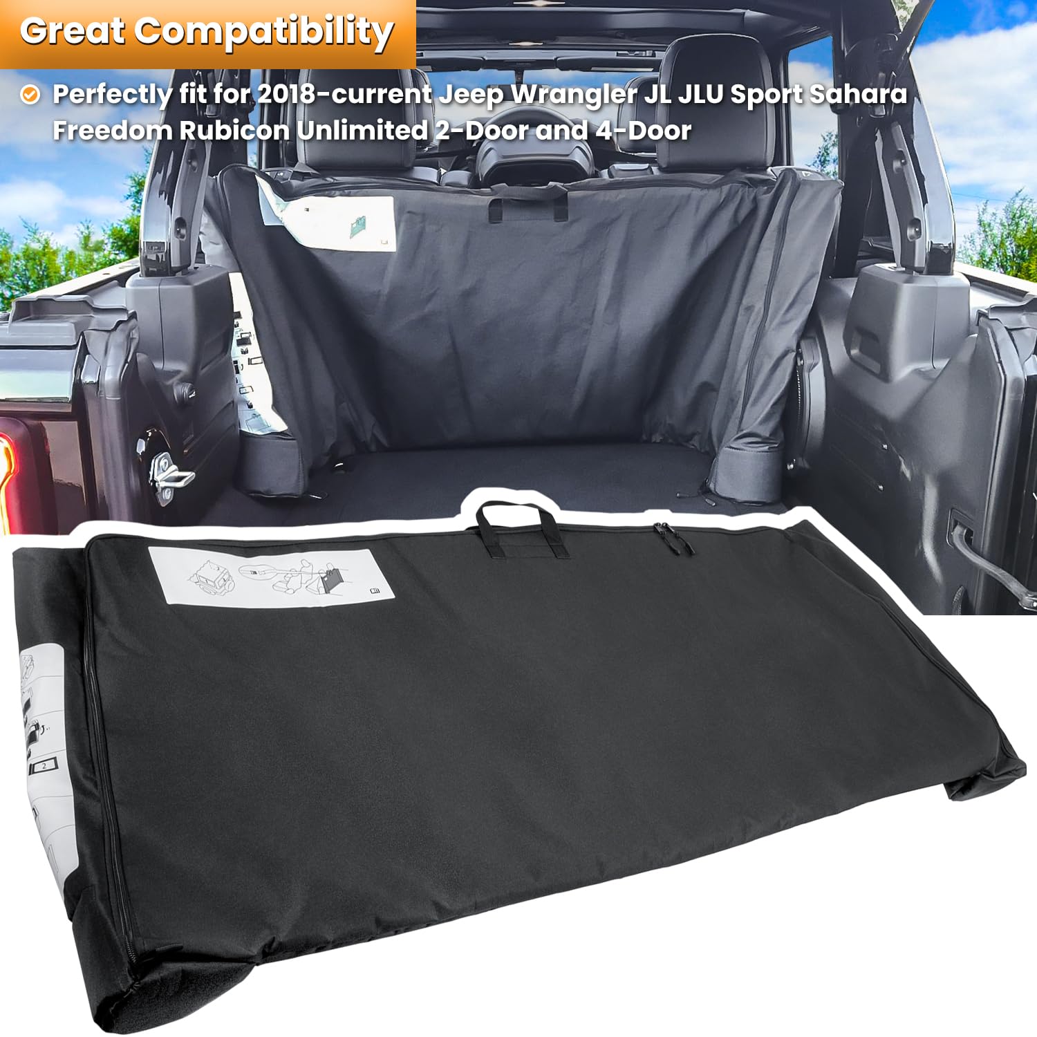 Soft Top Window Storage Bag for 2018-2024 Jeep Wrangler JL JLU Sports Sahara Freedom Rubicon Unlimited 2-Door & 4-Door Replace 6