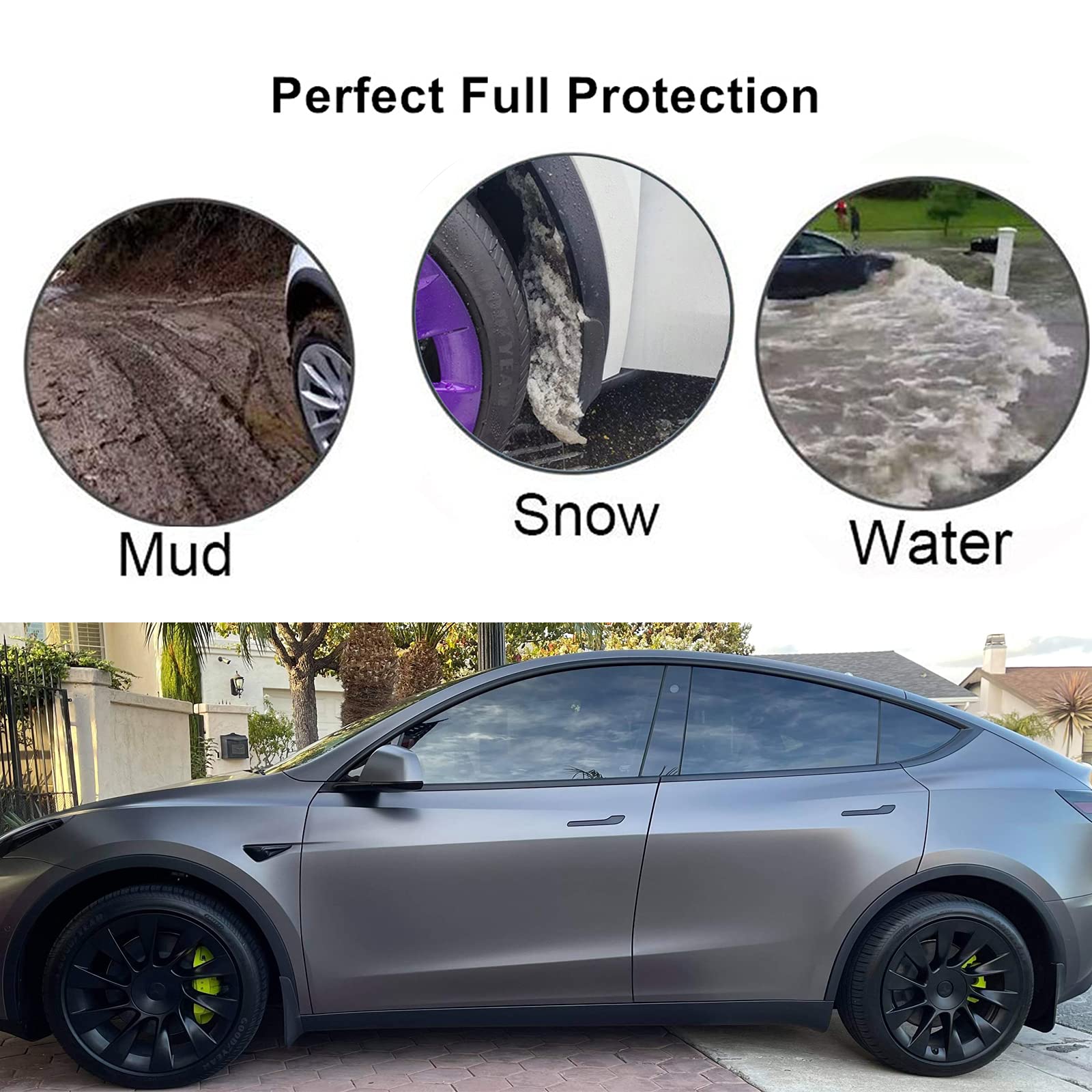 Nansure Car Mud Flaps Compatible With Tesla Model Y 2025 2024 2023 2022 2021 Splash Guards Mudguard Mudflaps Car Accessories, No Need To Drill Holes(Set Of 4)