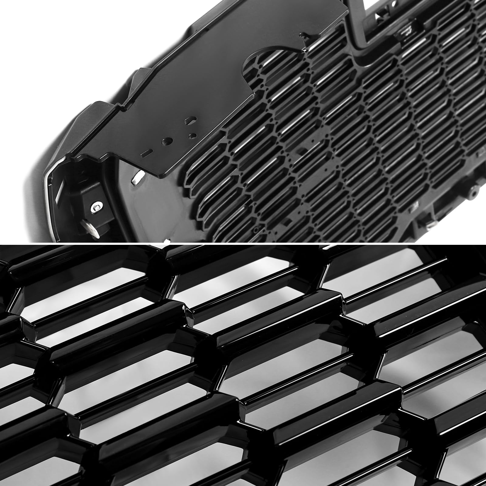 Vlincar Grille Set 6Pcs Compatible With Gmc Yukon/Yukon Xl Denali 2021 2022 2023 2024 Front Upper Grill + Lower Hood Trim Molding + Front Cover Plate + Fog Light Bezels + Camera Bracket Gloss Black