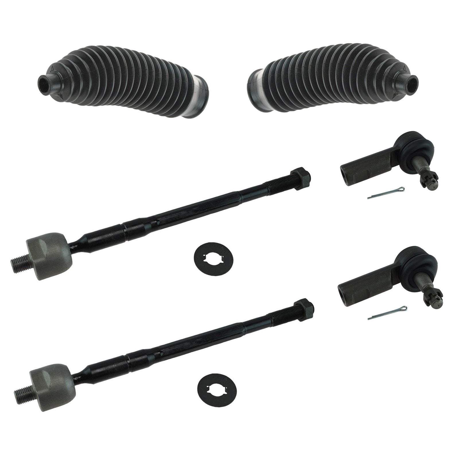 Trq Front Driver & Passenger Side Steering Kit Steering Rack & Pinion Bellow Tie Rod Compatible With 2005-2015 Toyota Tacoma
