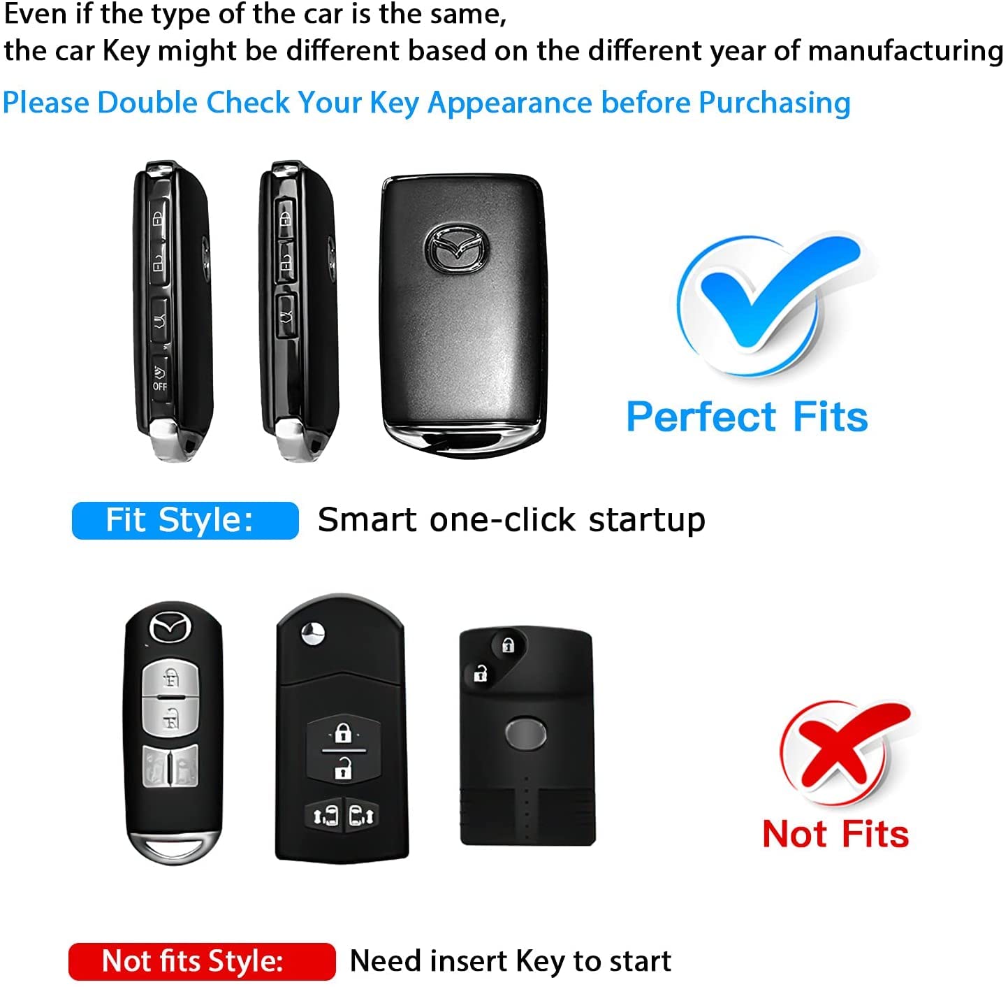 QBUC Key Fob Cover for Mazda 3, CX-5, CX-30, TPU Protector, Universal Fit, Red