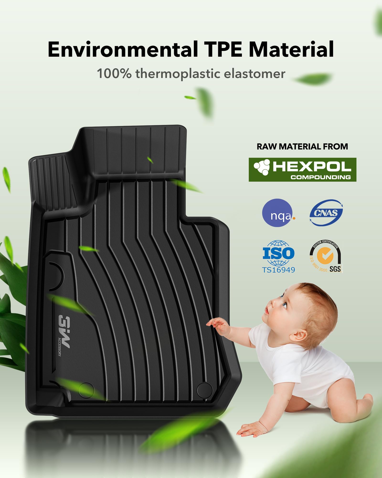 3W Floor Mats And Cargo Liner Compatible For Benz Glc Floor And Trunk 2016-2022, Tpe All Weather Custom Fit Floor Liner And Carg