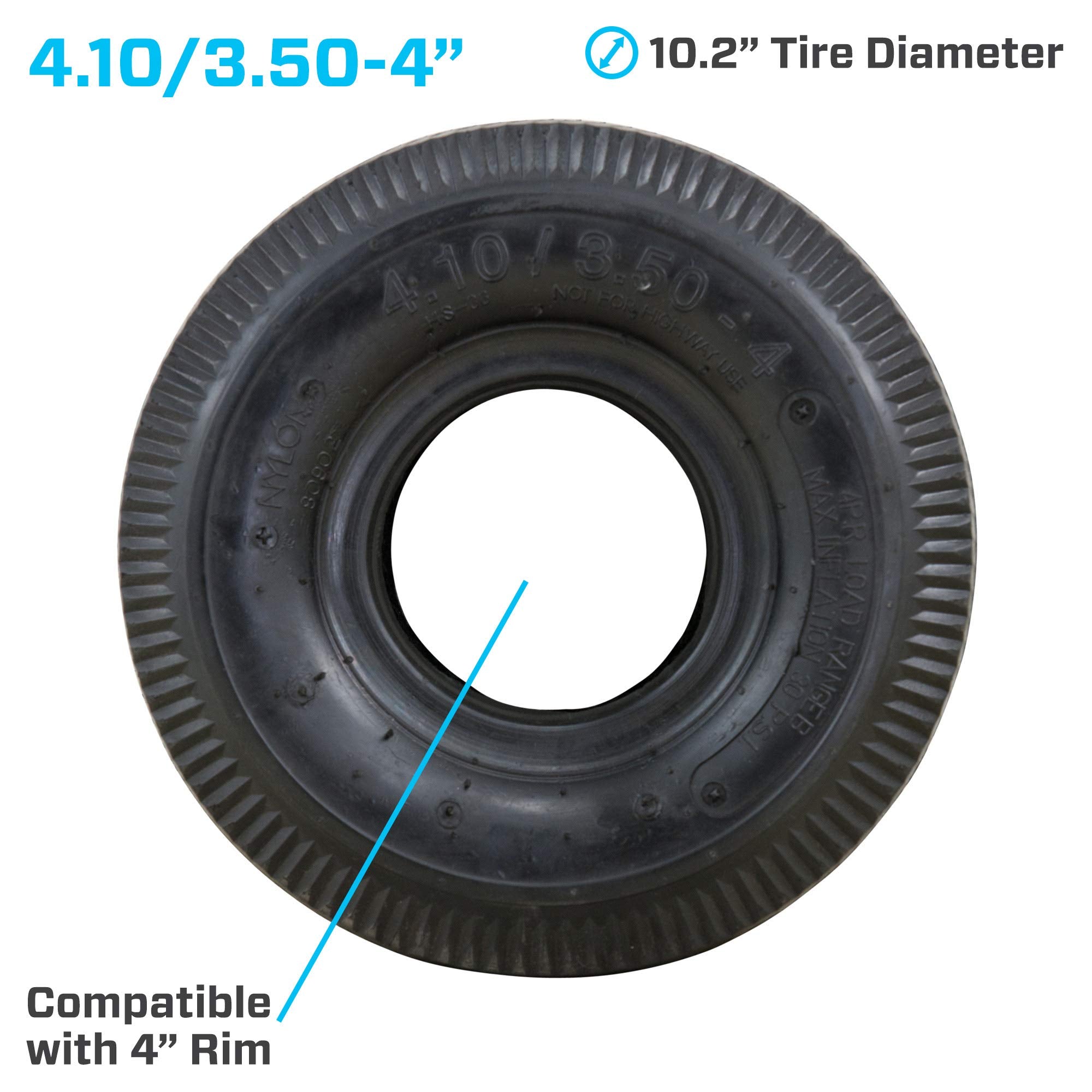Marathon 4.10/3.50-4'' Pneumatic (Air Filled) Hand Truck / All Purpose Utility Tire And Inner Tube, Black