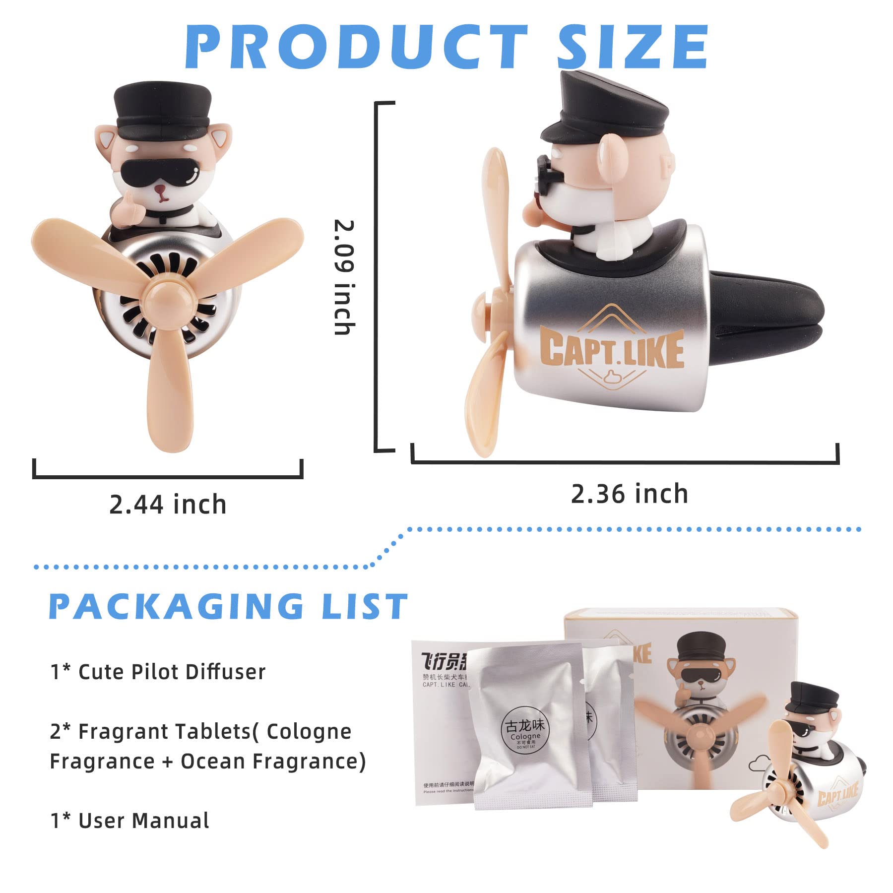 Car Air Fresheners Cartoon Pilot Automotive Air Outlet Propeller Cute Car Diffuser Creative Car Perfume Decoration For Car Vent