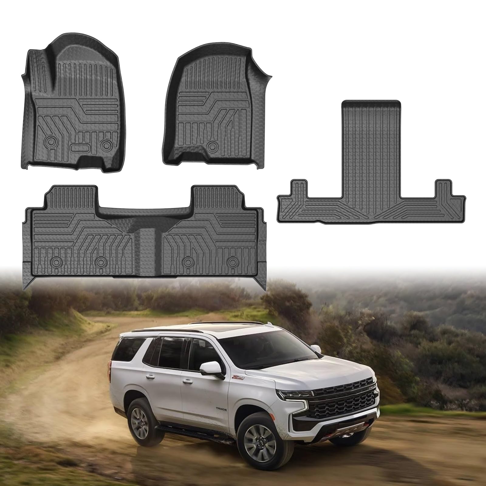 Mixsuper Floor Mats for 2021-2026 Chevrolet Tahoe/GMC Yukon 7 Seats with 2nd Row Bucket Seats (Not for 8 Seats, Yukon XL) All We