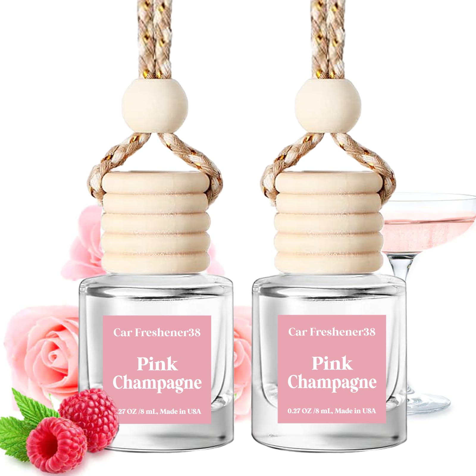 Car Air Freshener Hanging, Essential Oil Diffuser For Car, Pink Champagne Fragrance Oil Air Diffuser, Long Lasting Air Freshener