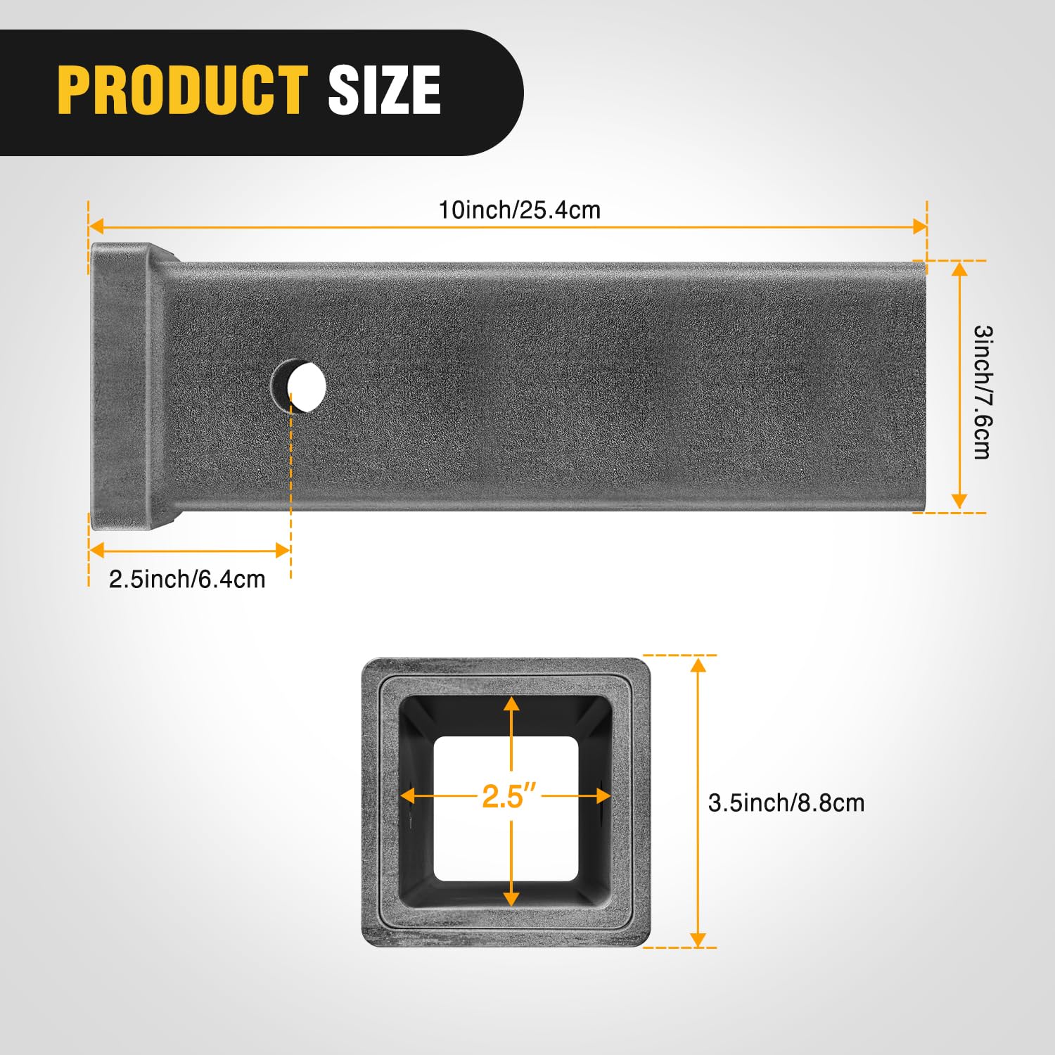 Nilight Hitch Adapter 2.5'' X 10'' Combo Bar Trailer Receiver Tube Weld-On Raw Steel Hitch Bar
