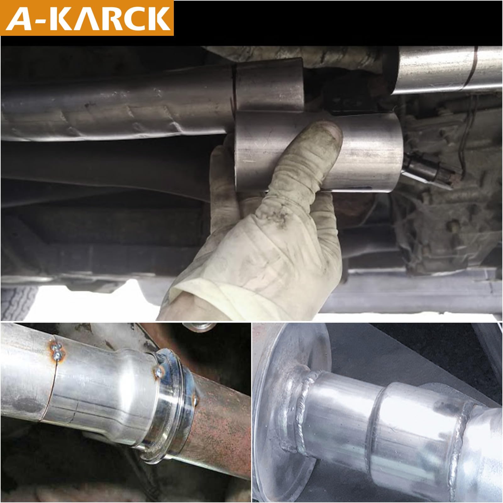 A-KARCK Stainless Steel Exhaust Adapter 2.5'' ID to 2.5'' OD, Engine Exhaust Pipe Reducer 3.6'' Overall Length