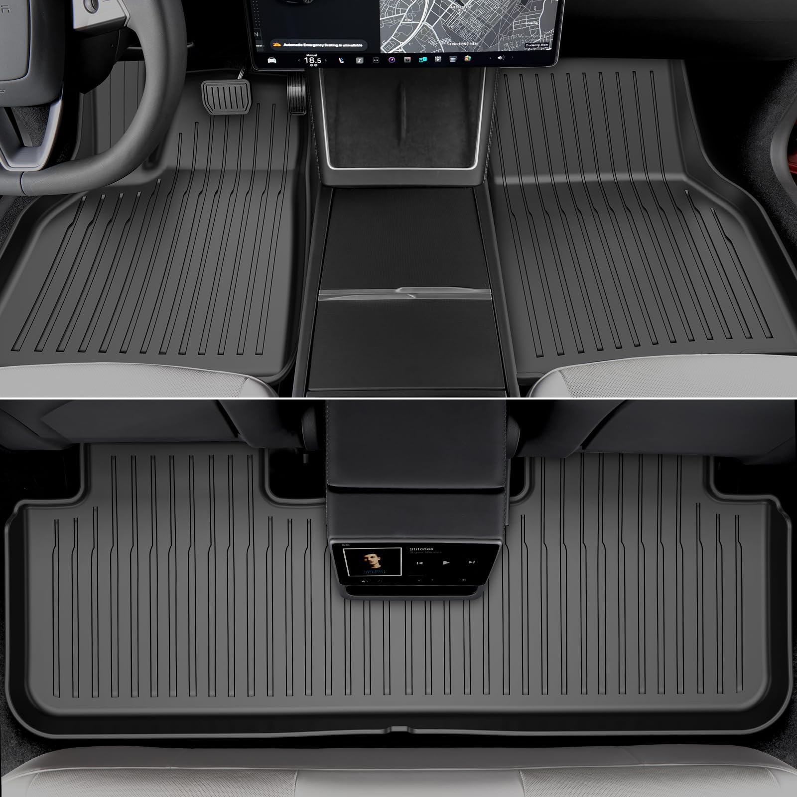 PawteIin 6PCS All-Weather TPE Floor Mats Set for 2025-2026 Model Y, Black, Custom Fit Anti-Slip Protection