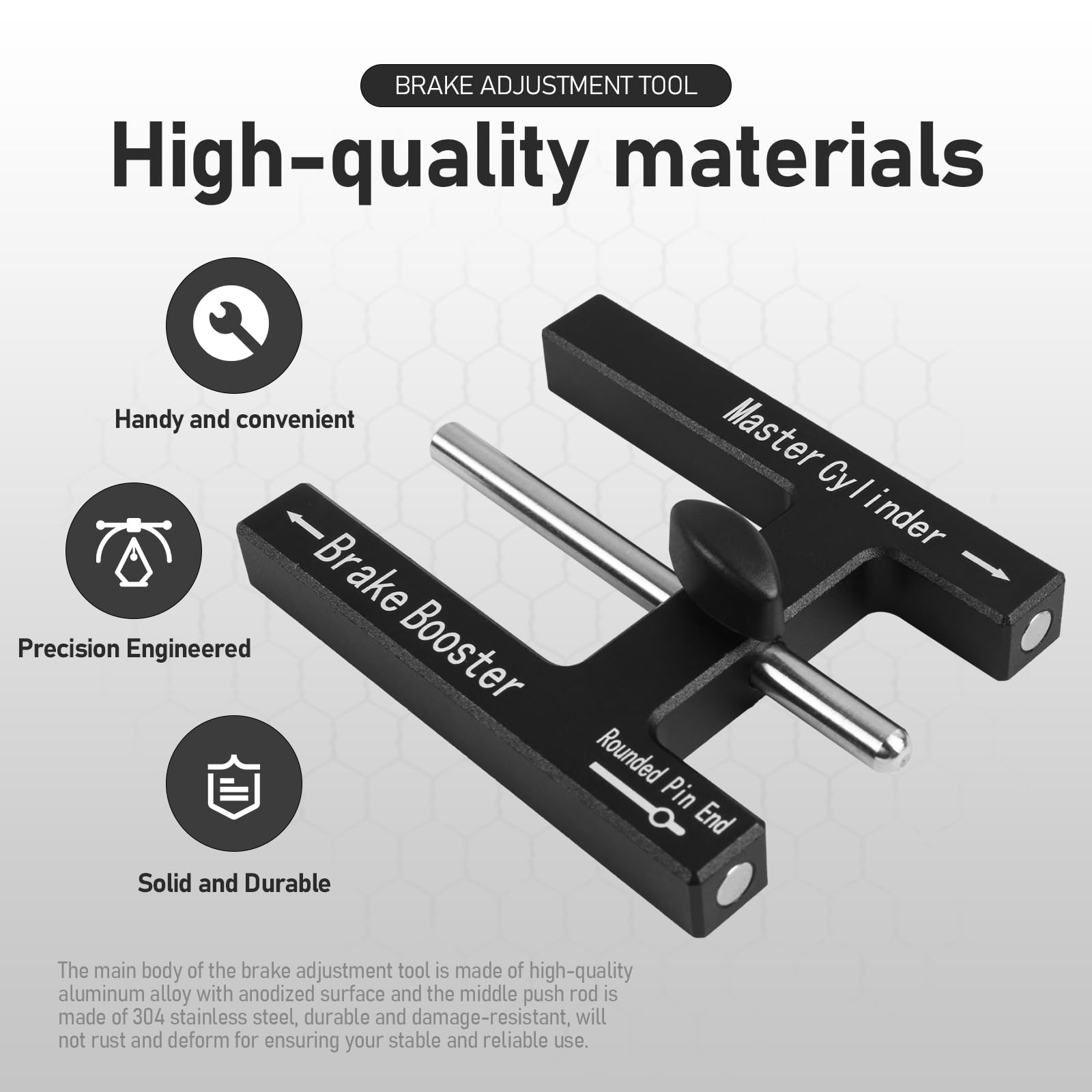 TOSICAM Brake Adjustment Tool - N48 Magnetic CNC Aluminum, Adjustable Brake Booster Rod for Optimal Braking Distance