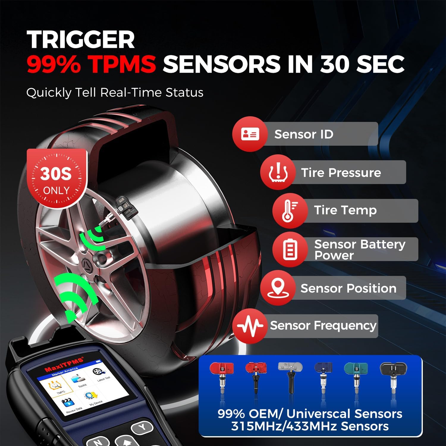 Autel Maxitpms Ts501 Pro Tpms Programming Tool, Same As Ts508, 2025 Tpms Relearn Tool Newer Of Ts501 Ts408S, Activate Relearn 99