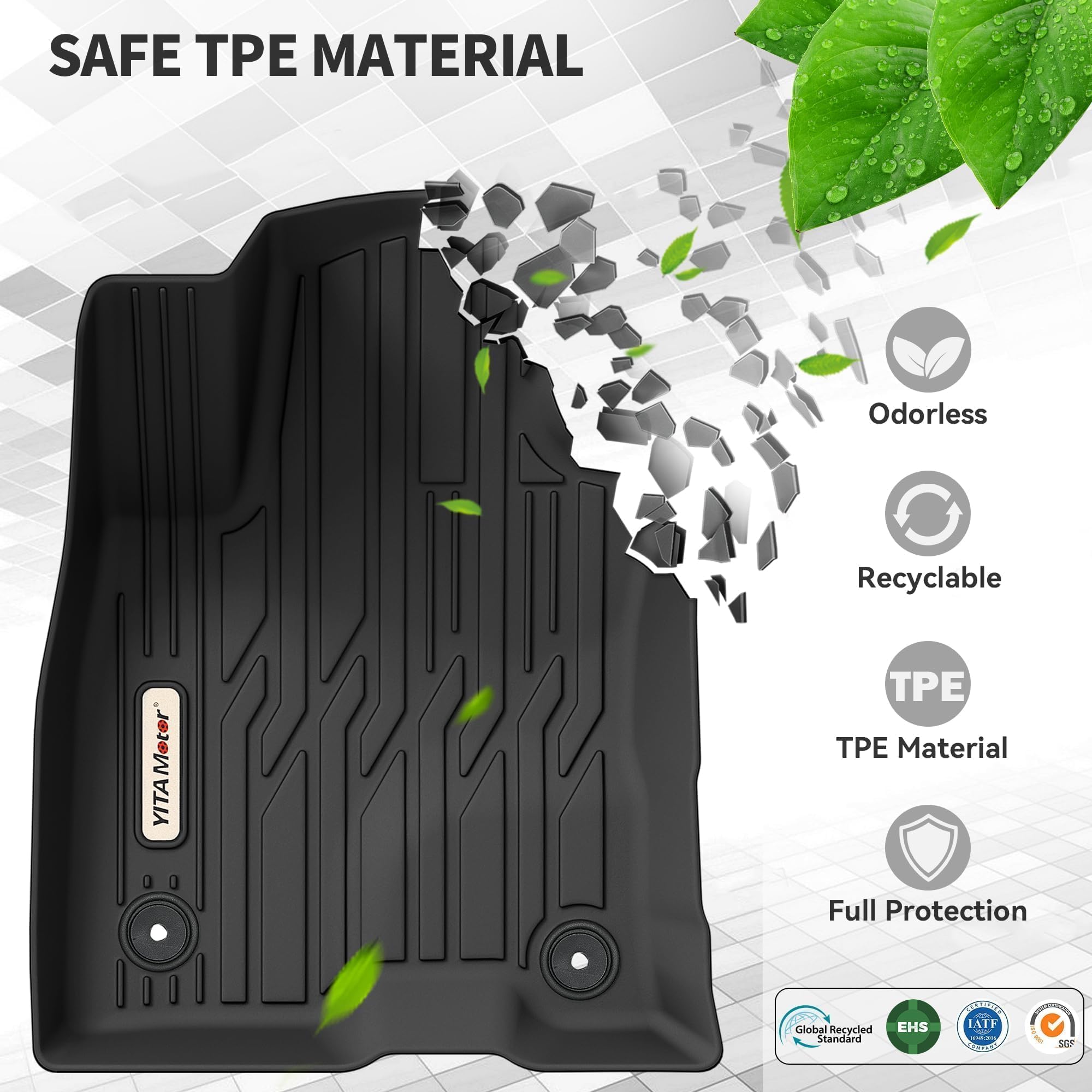 Yitamotor Floor Mats Fit For 2022-2025 Ford Maverick Hybrid, Custom Fit Maverick Car Mats, All-Weather Tpe Front And Rear Row Fl