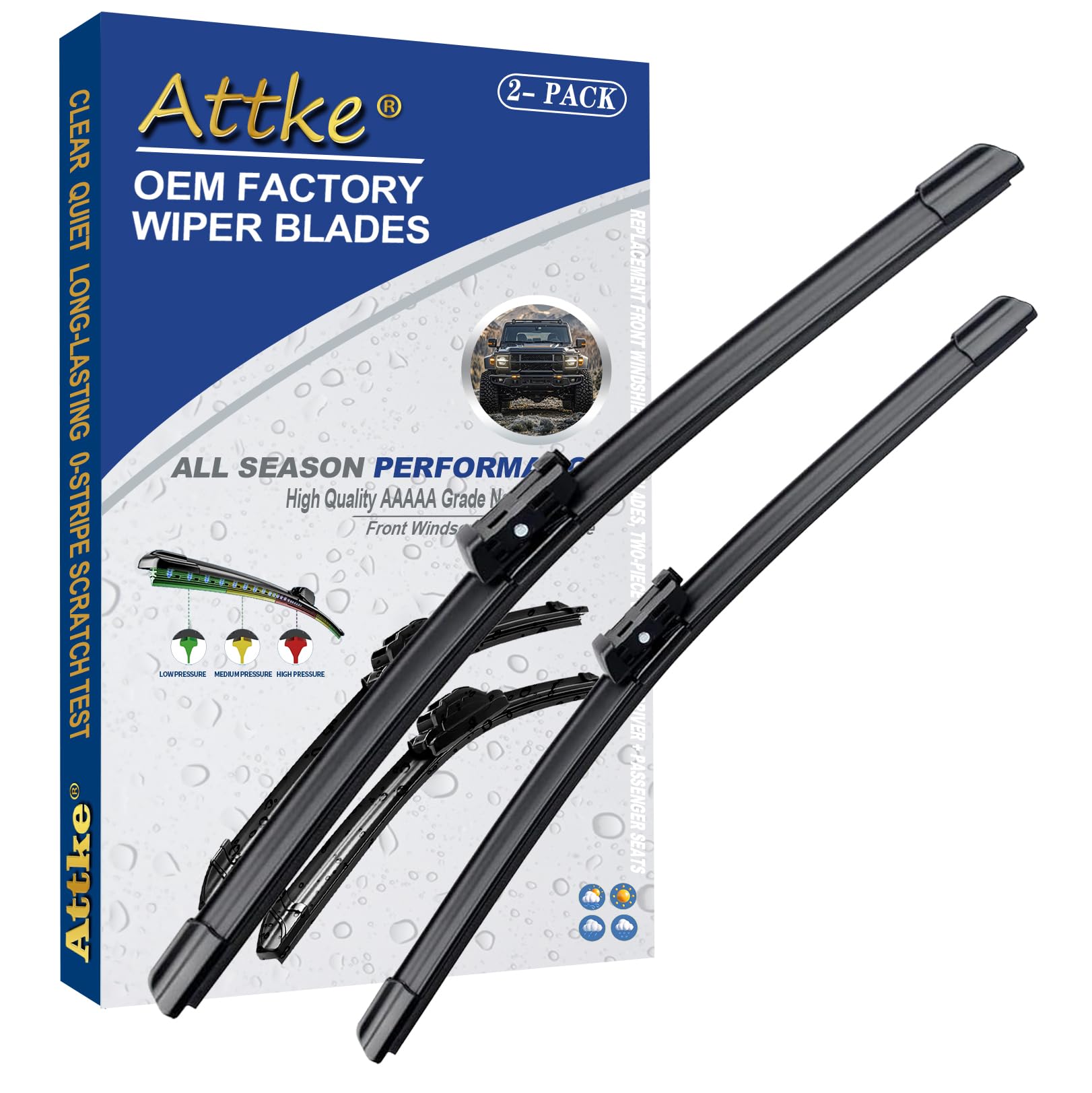 Attke Front Windshield Wiper Blades For Audi A6 2012-2018/A7 2012-2019 Genuine Replacement Wiper Blade Set 26''/21'' (Set Of 2)
