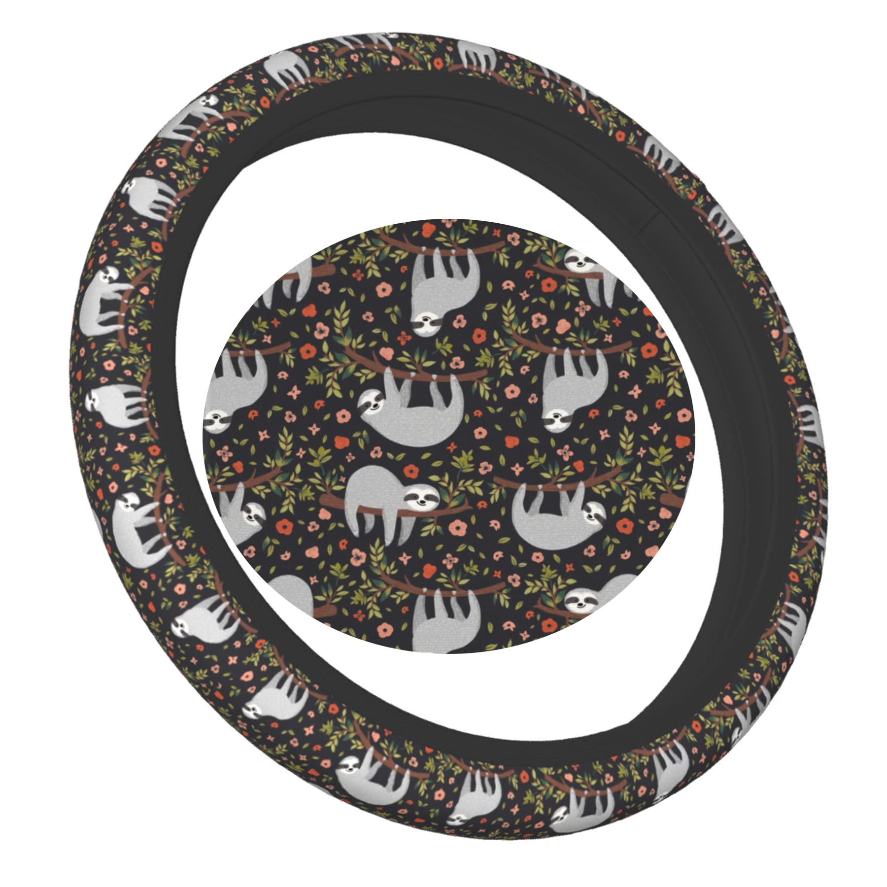 Sloth On Tree Steering Wheel Cover 15 Inch Universal Neoprene Steering Wheel Covers For Women Men Car Steering Wheel Wrap Car In