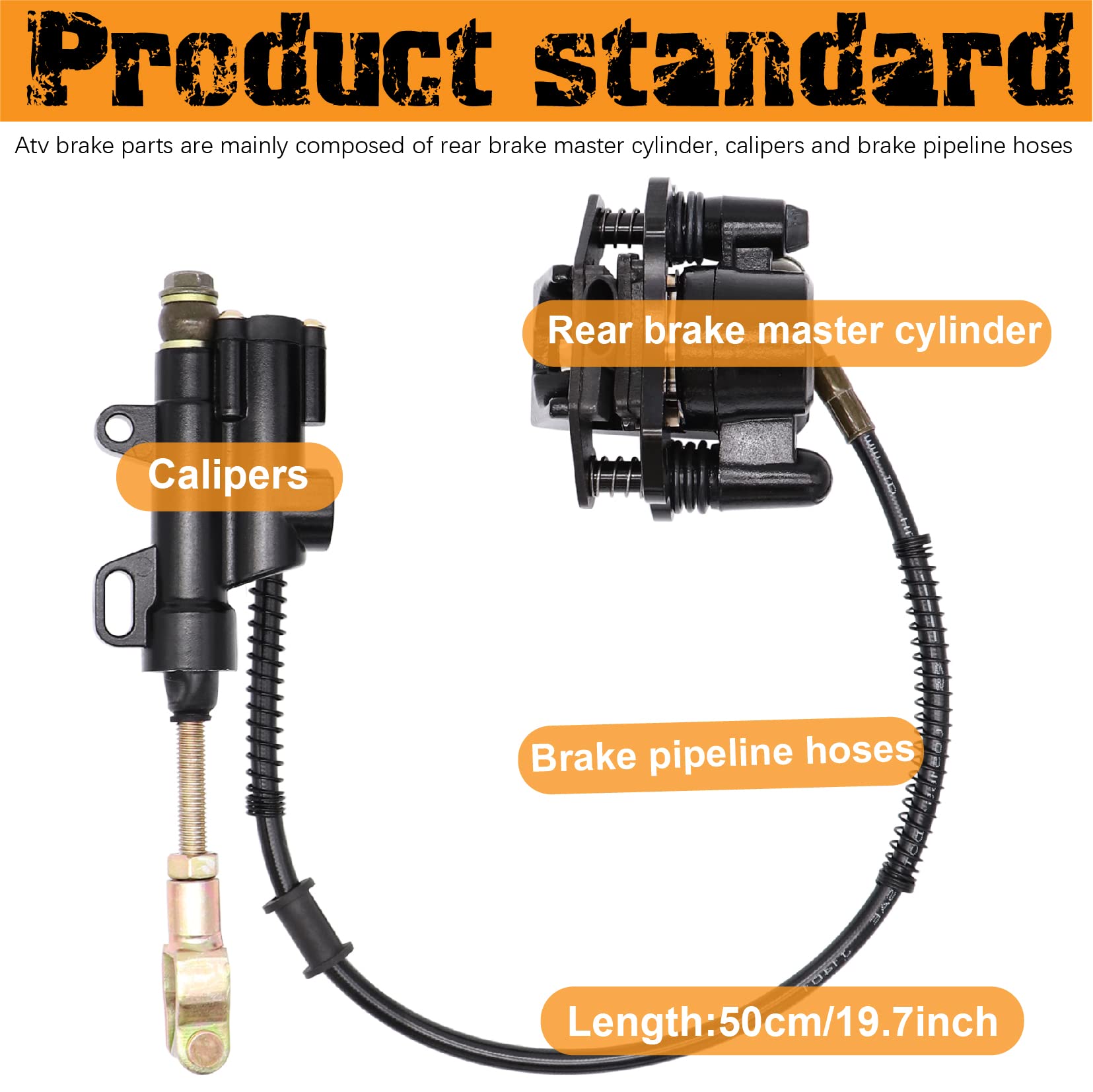 Rear Brake Master Cylinder Caliper Assembly For 50Cc 70Cc 90Cc 110Cc 125Cc Chinese Atv Quad Replacement For Taotao Boulder B1 Co