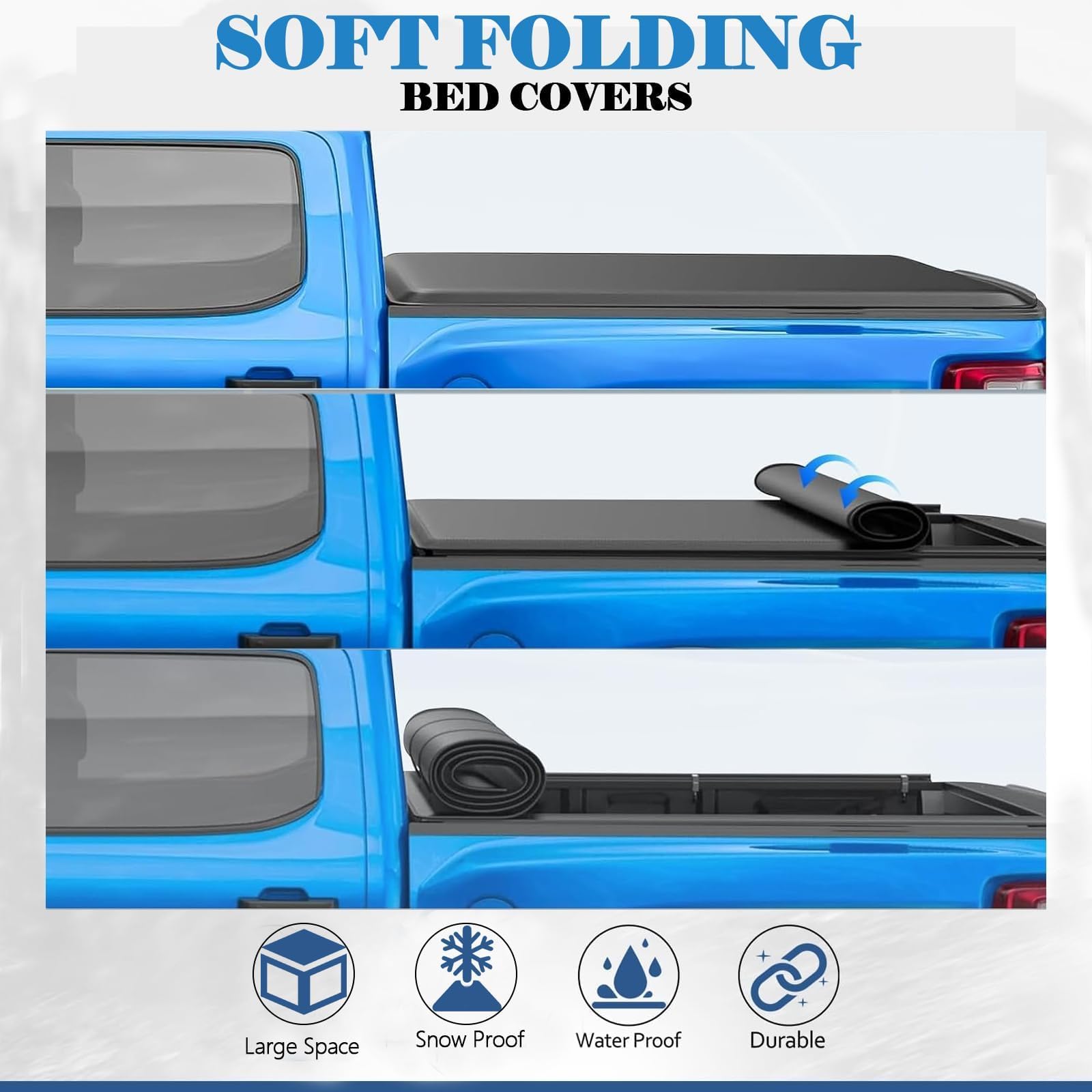 TOMOKA 4.6ft (54.4'') Soft Roll-Up Truck Bed Tonneau Cover Compatible with 2022 2023 2024 2025 Ford Maverick 4.5ft Bed | Durable