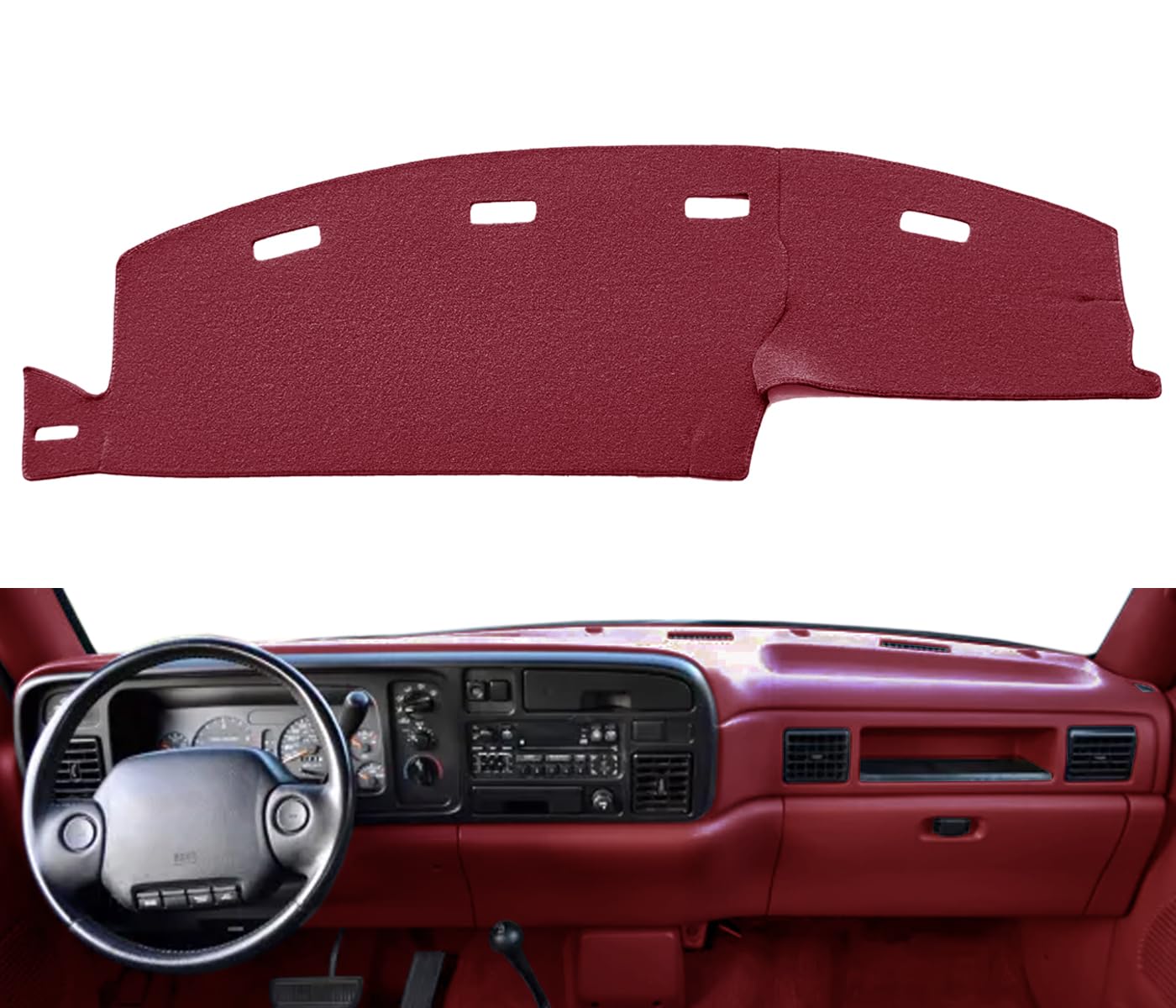 Yiz Dashboard Cover Mat for Dodge Ram 1500/2500/3500 (94-97) - 94-97 Maroon, Polyester, Custom Fit, Model YIZ09868045